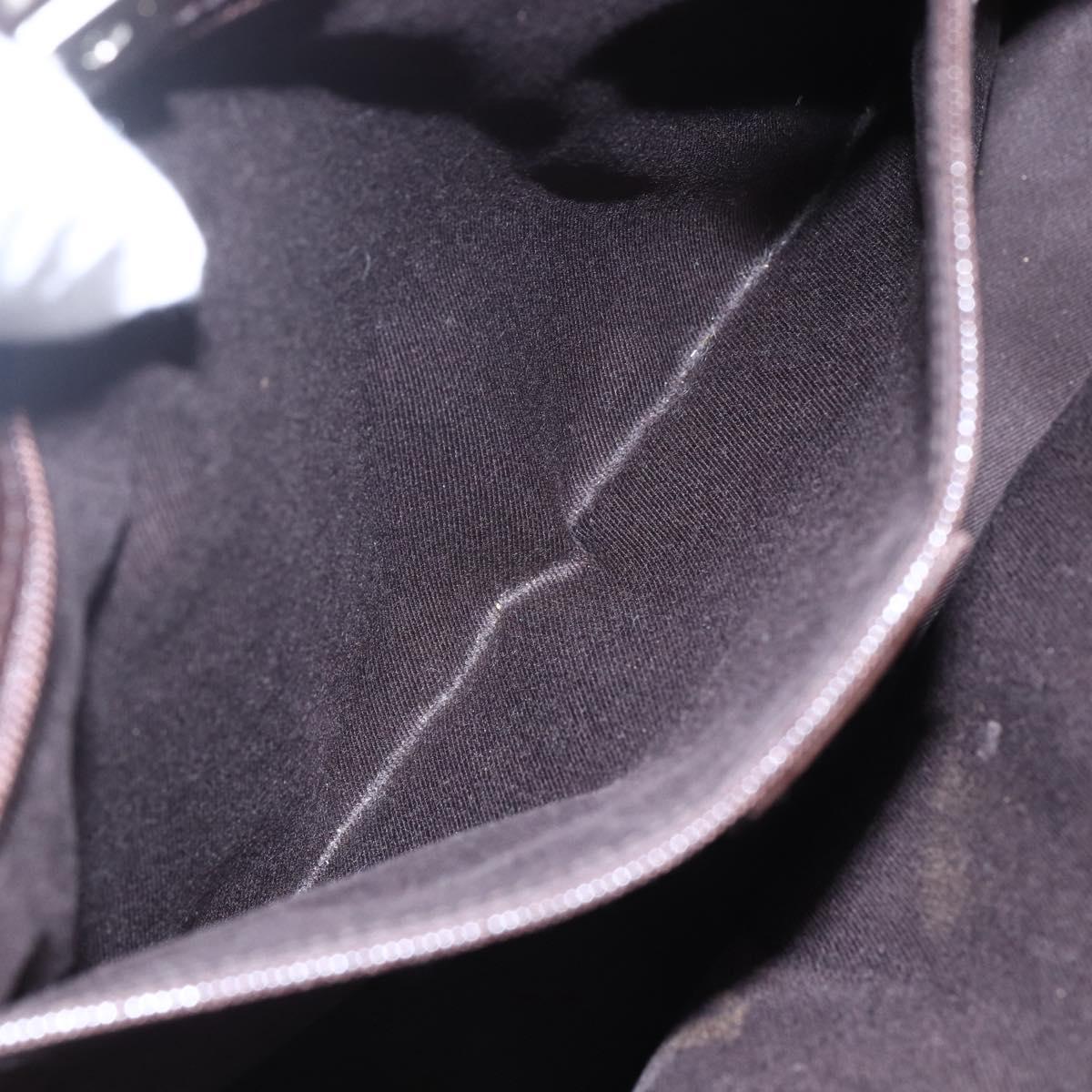 GUCCI GG Canvas Hand Bag Dark Brown Gold 73983 Auth 151009