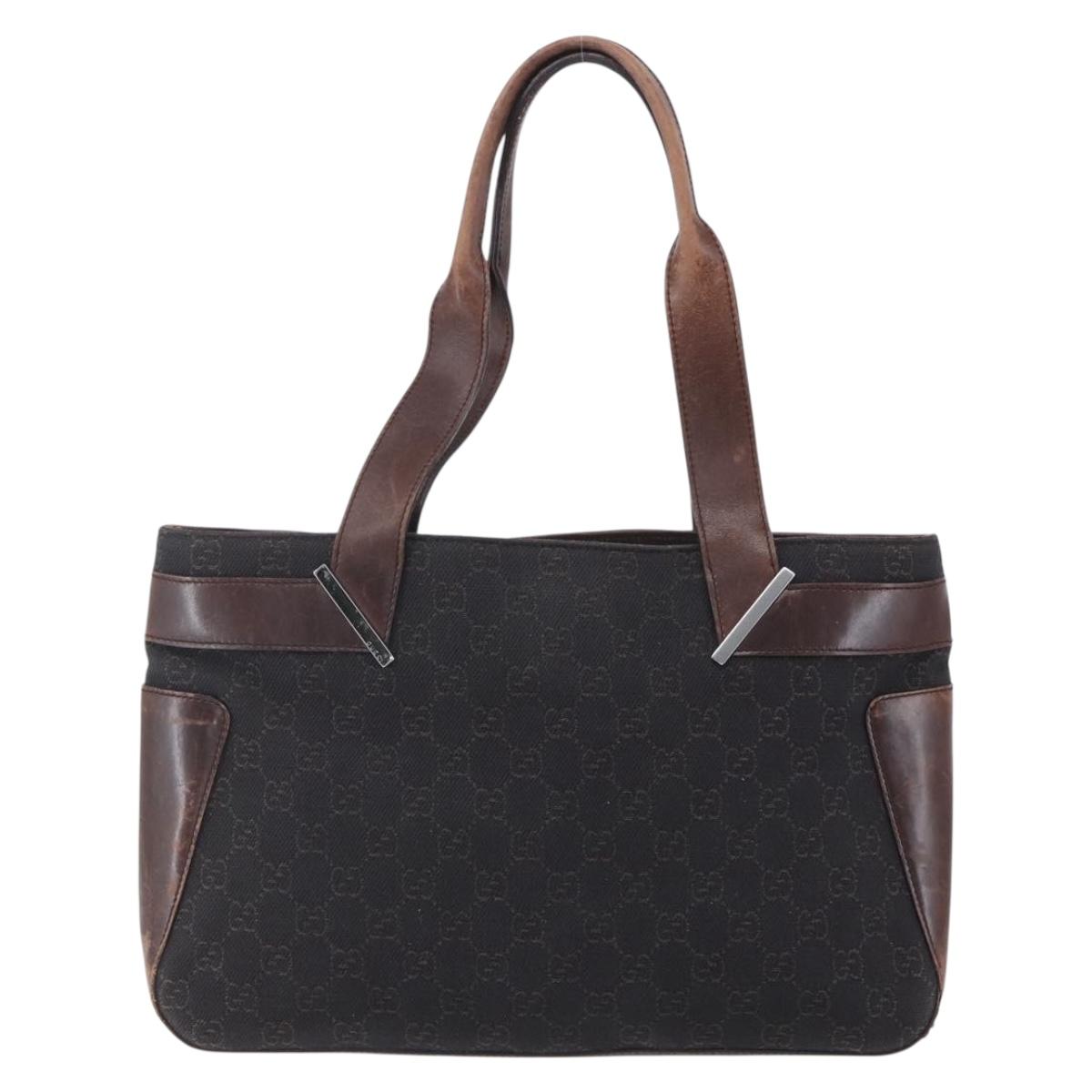 GUCCI GG Canvas Hand Bag Dark Brown Gold 73983 Auth 151009