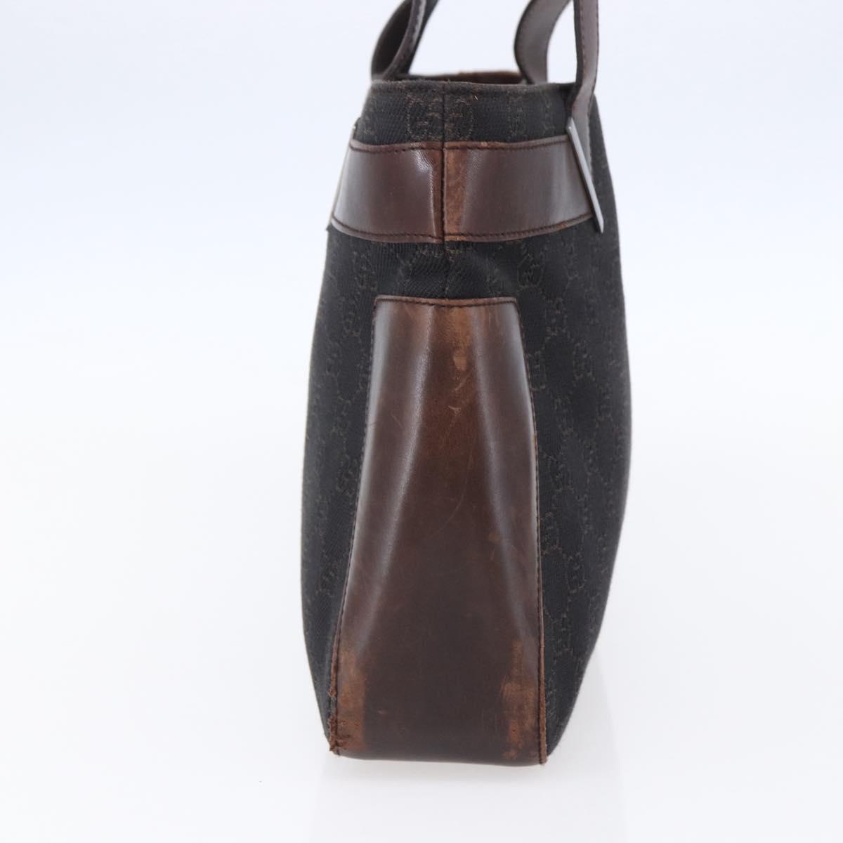 GUCCI GG Canvas Hand Bag Dark Brown Gold 73983 Auth 151009