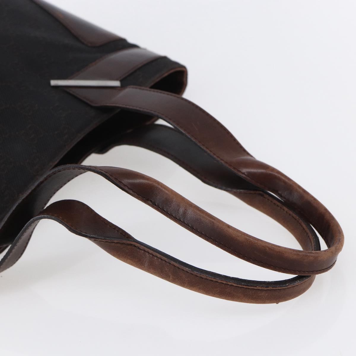 GUCCI GG Canvas Hand Bag Dark Brown Gold 73983 Auth 151009