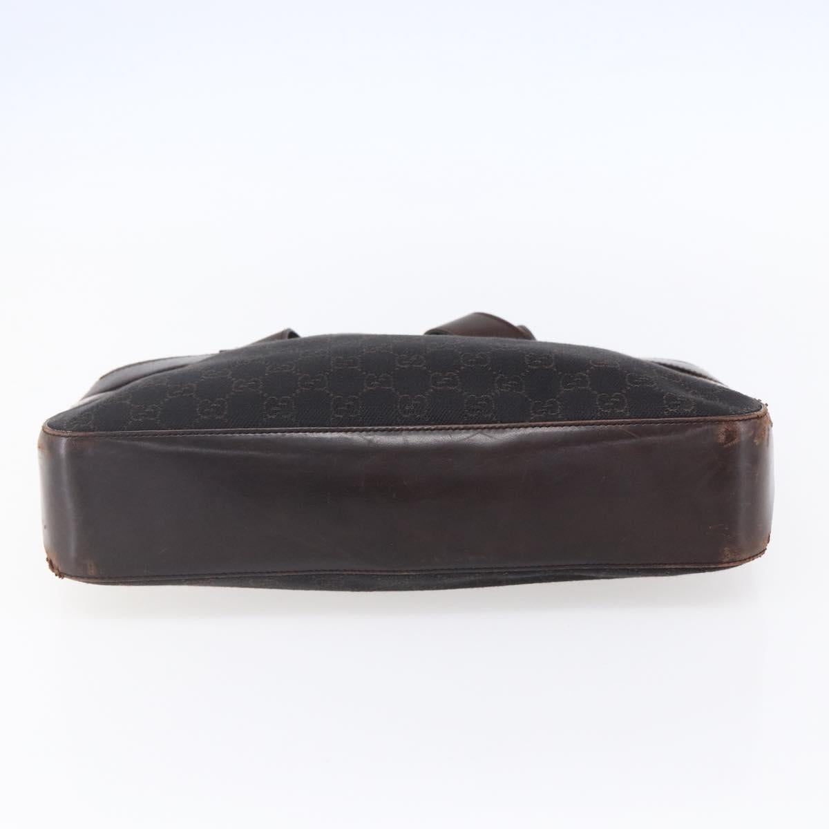 GUCCI GG Canvas Hand Bag Dark Brown Gold 73983 Auth 151009