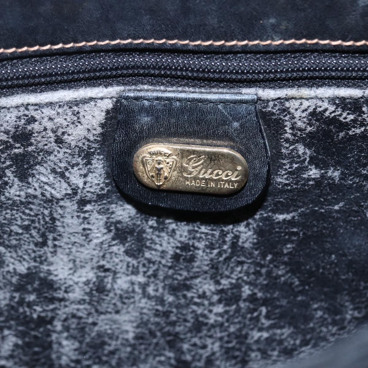 GUCCI Micro GG Supreme Hand Bag PVC Leather Black Gold 000 46 4857 Auth 151011