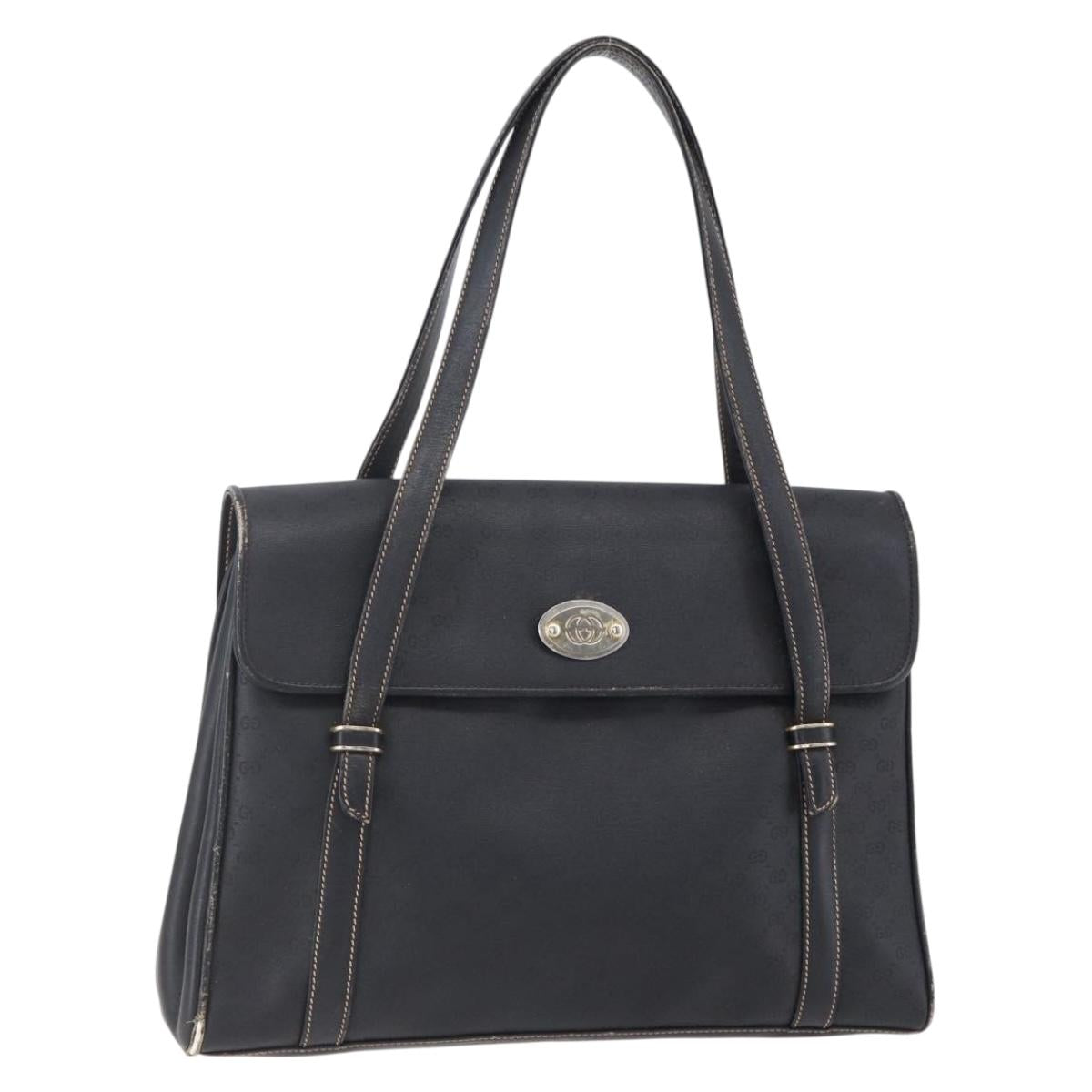 GUCCI Micro GG Supreme Hand Bag PVC Leather Black Gold 000 46 4857 Auth 151011