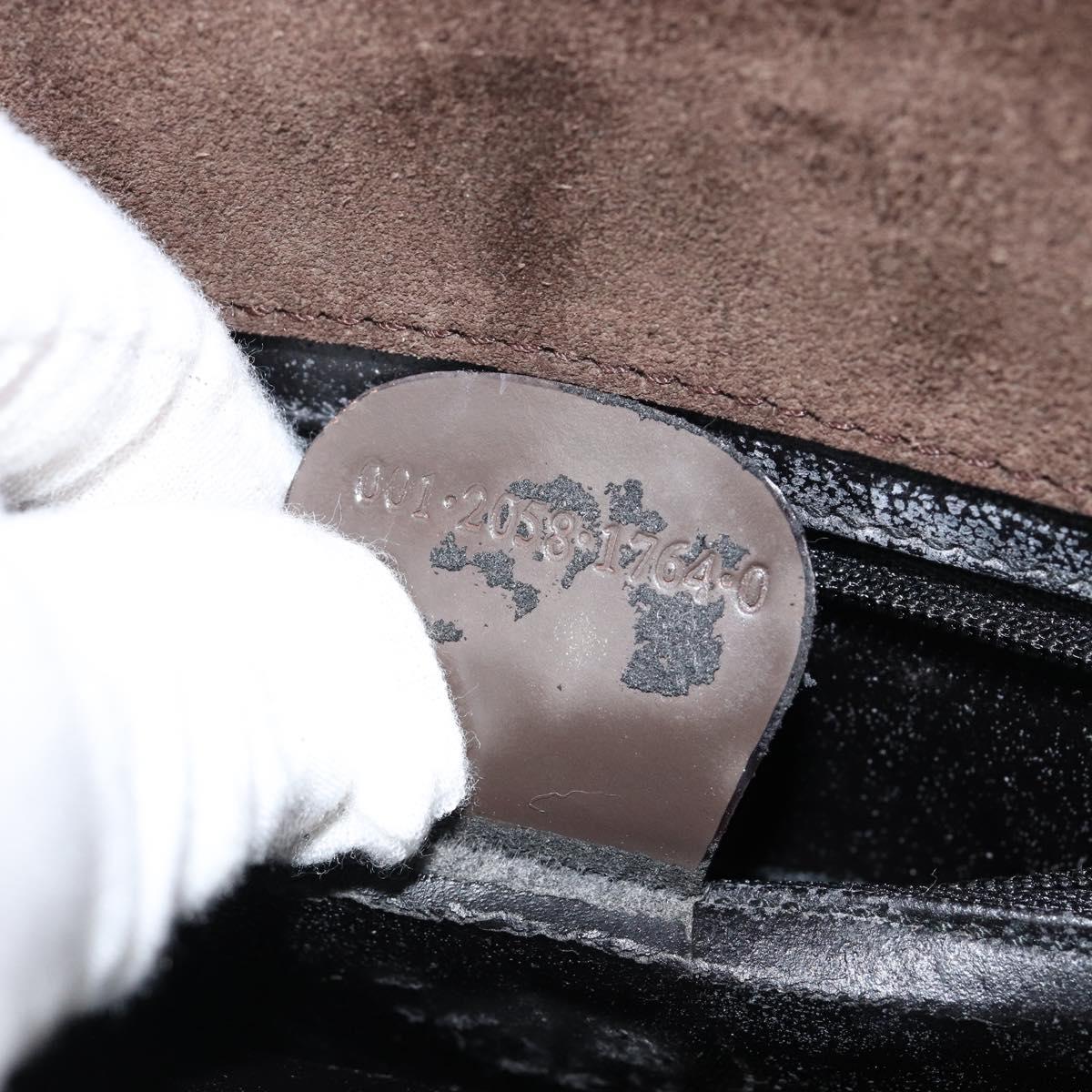 GUCCI Shoulder Bag Enamel Brown Gold Auth 151014