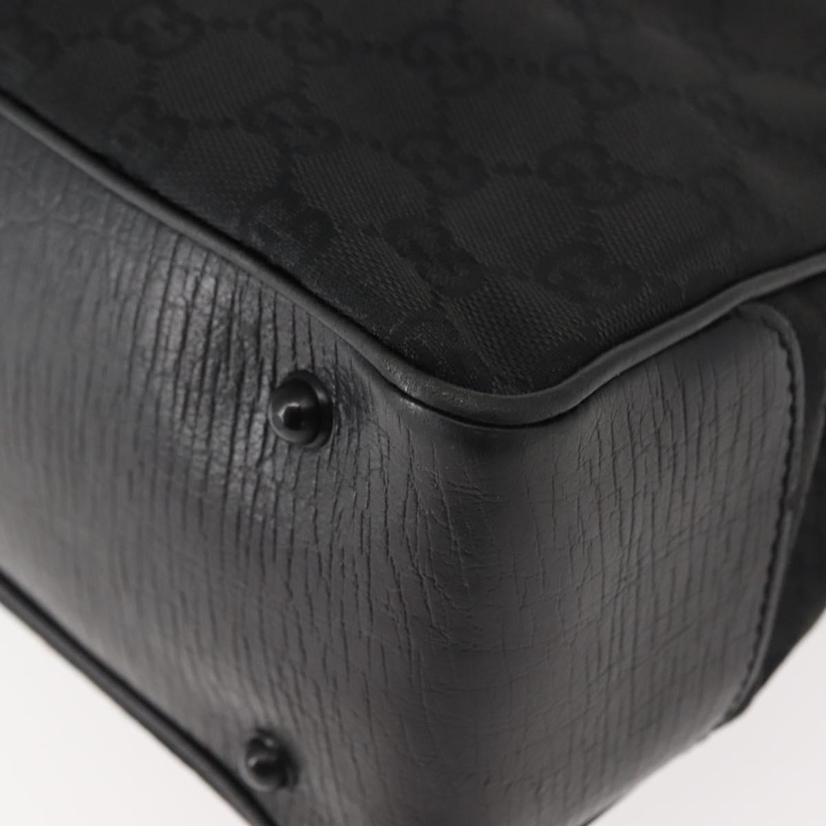 GUCCI GG Canvas Bamboo Tote Bag Black Silver Auth 151015