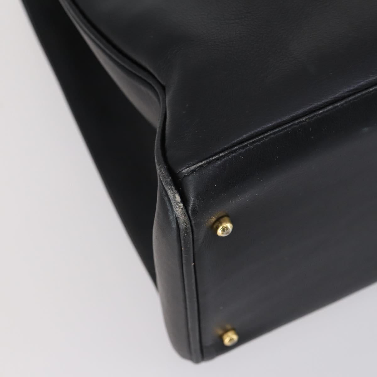 GUCCI Bamboo Hand Bag Leather Black Gold 002 123 0322 Auth 151016