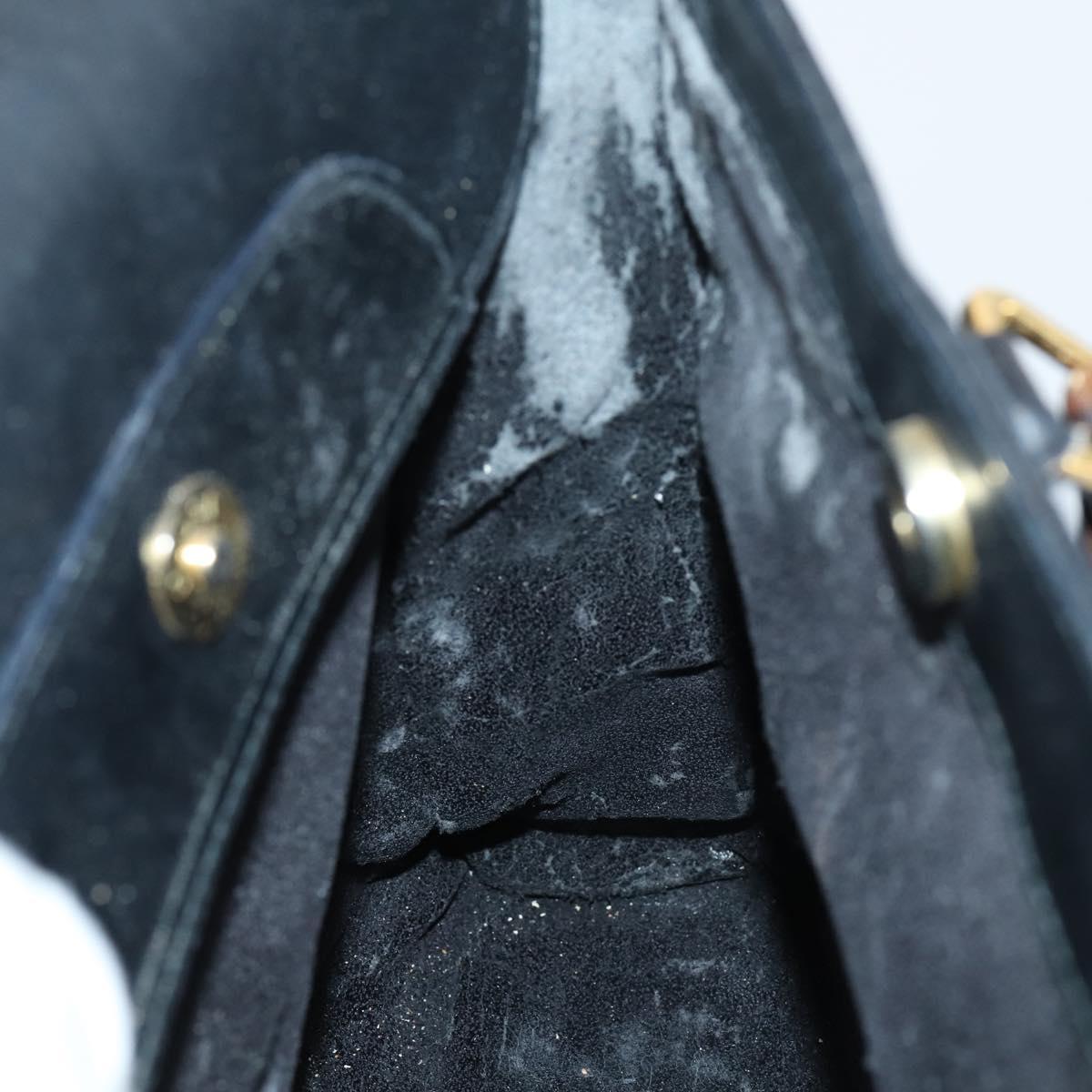 GUCCI Bamboo Hand Bag Leather Black Gold 002 123 0322 Auth 151016