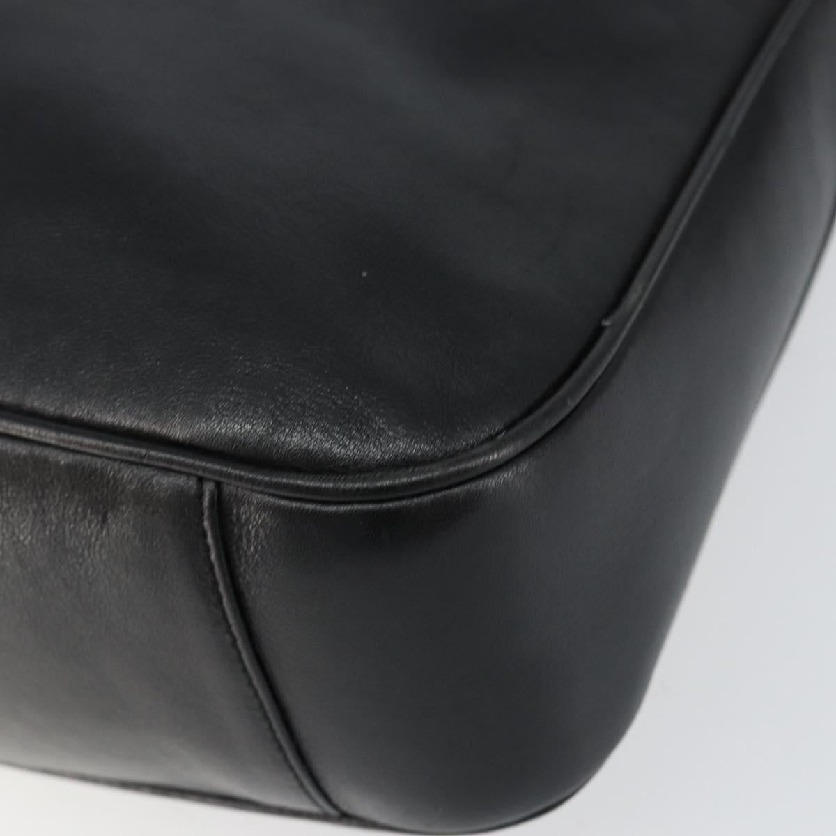 GUCCI Bamboo Shoulder Bag Leather 2way Black Gold 001 0166 1638 Auth 151017