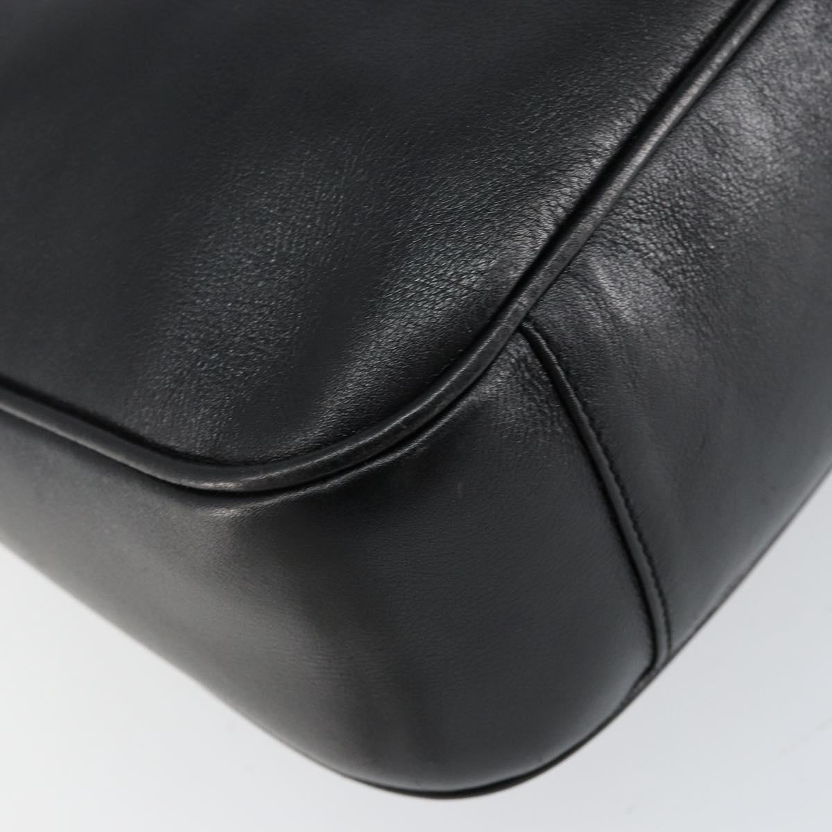 GUCCI Bamboo Shoulder Bag Leather 2way Black Gold 001 0166 1638 Auth 151017