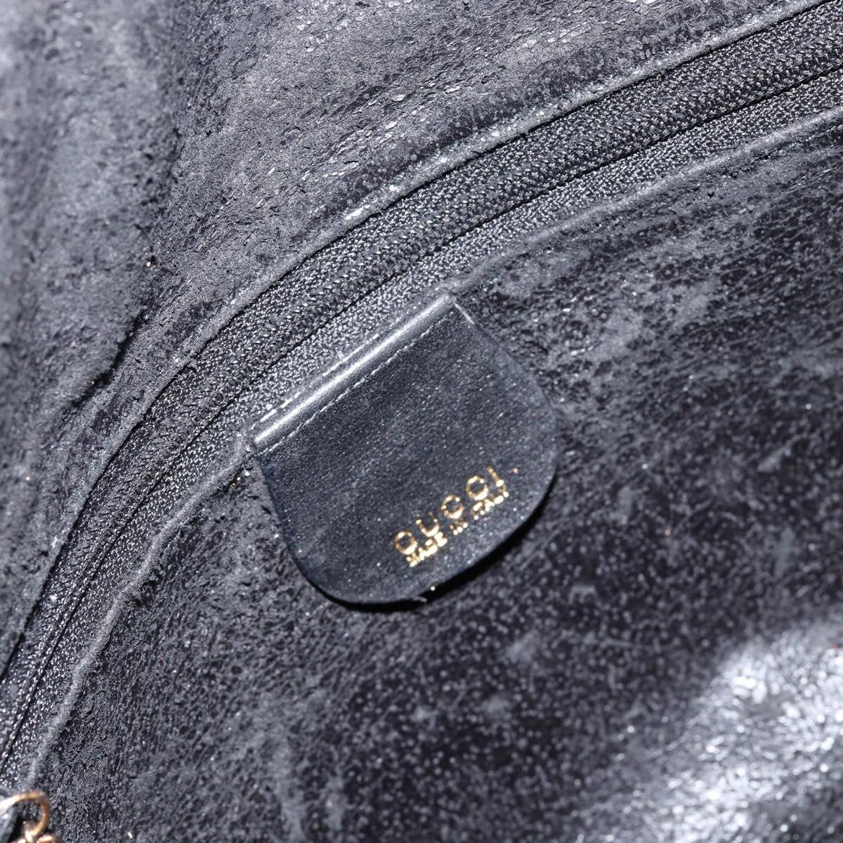 GUCCI Bamboo Shoulder Bag Leather 2way Black Gold 001 0166 1638 Auth 151017