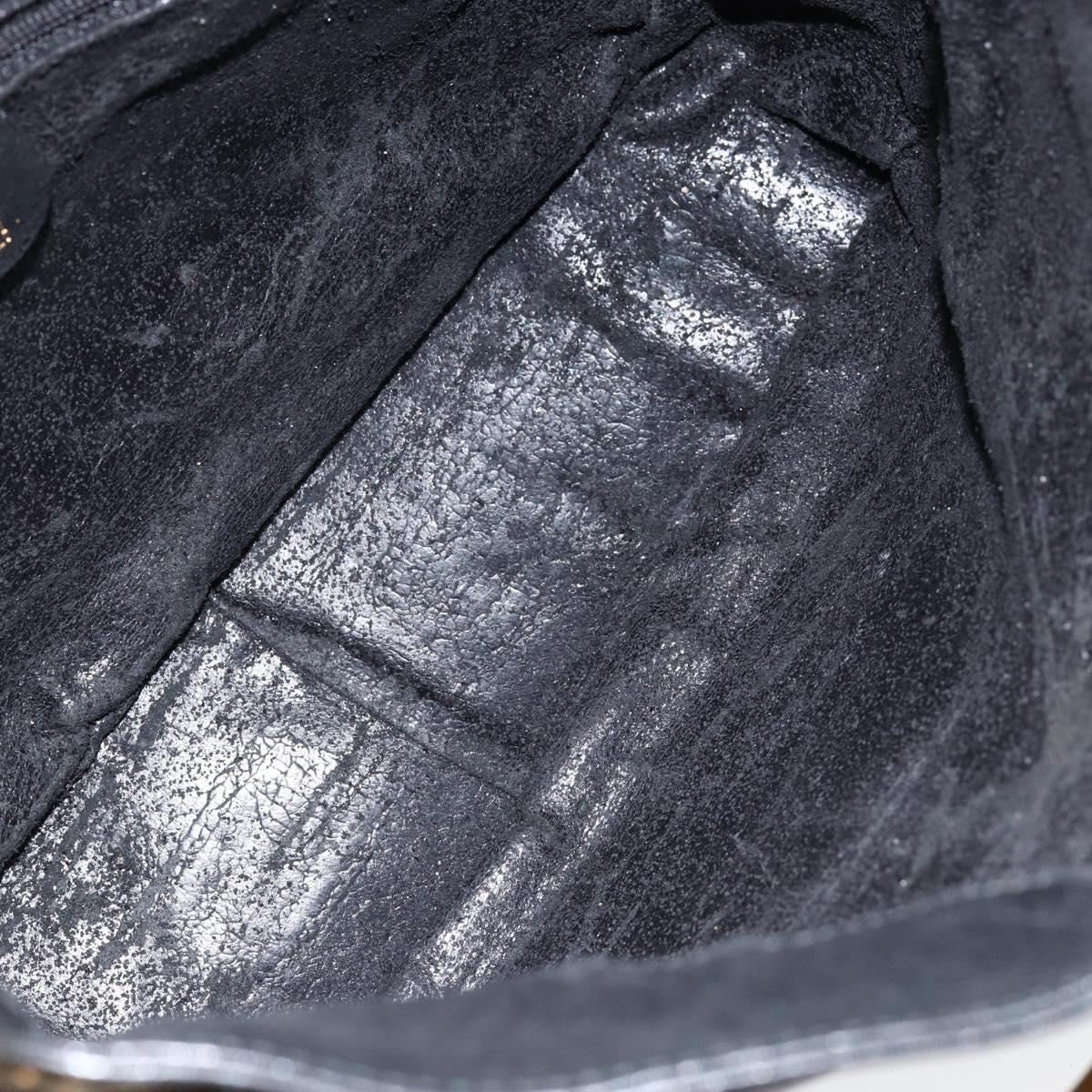 GUCCI Bamboo Shoulder Bag Leather 2way Black Gold 001 0166 1638 Auth 151017