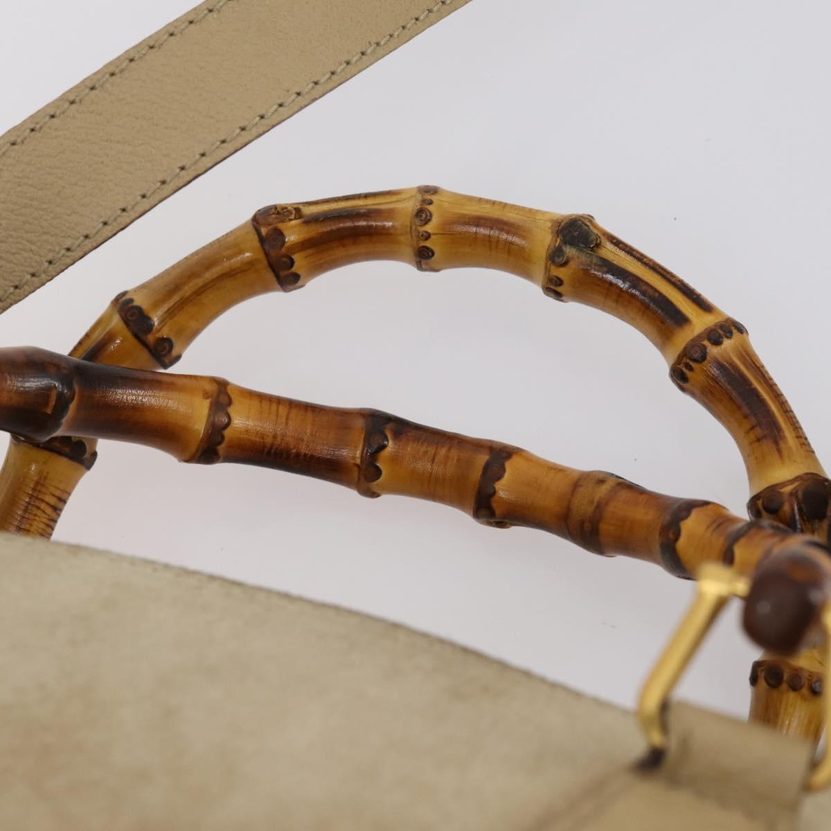 GUCCI Bamboo Hand Bag Suede 2way Beige Gold 002 123 0322 Auth 151018