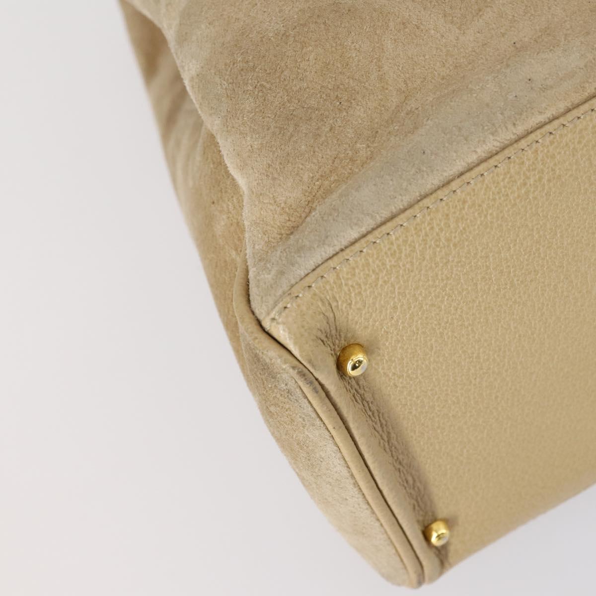 GUCCI Bamboo Hand Bag Suede 2way Beige Gold 002 123 0322 Auth 151018