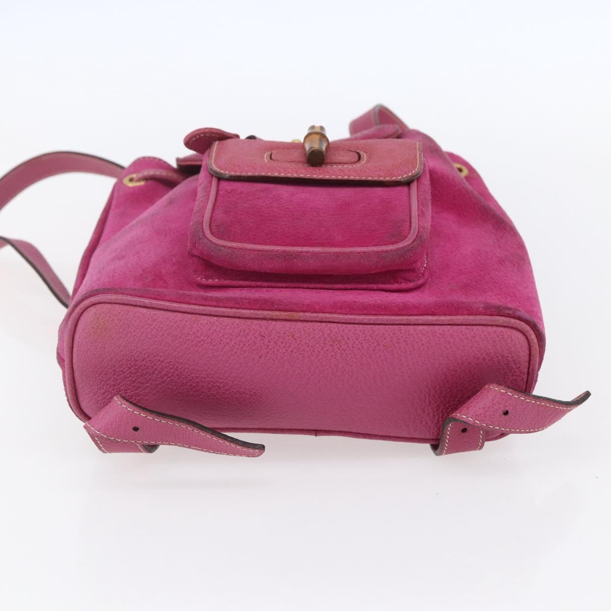 GUCCI Bamboo Backpack Suede Pink Gold 003 2058 0030 Auth 151021