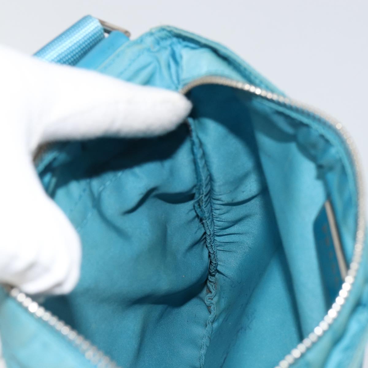 PRADA Shoulder Bag Nylon Light Blue Silver Auth 151024