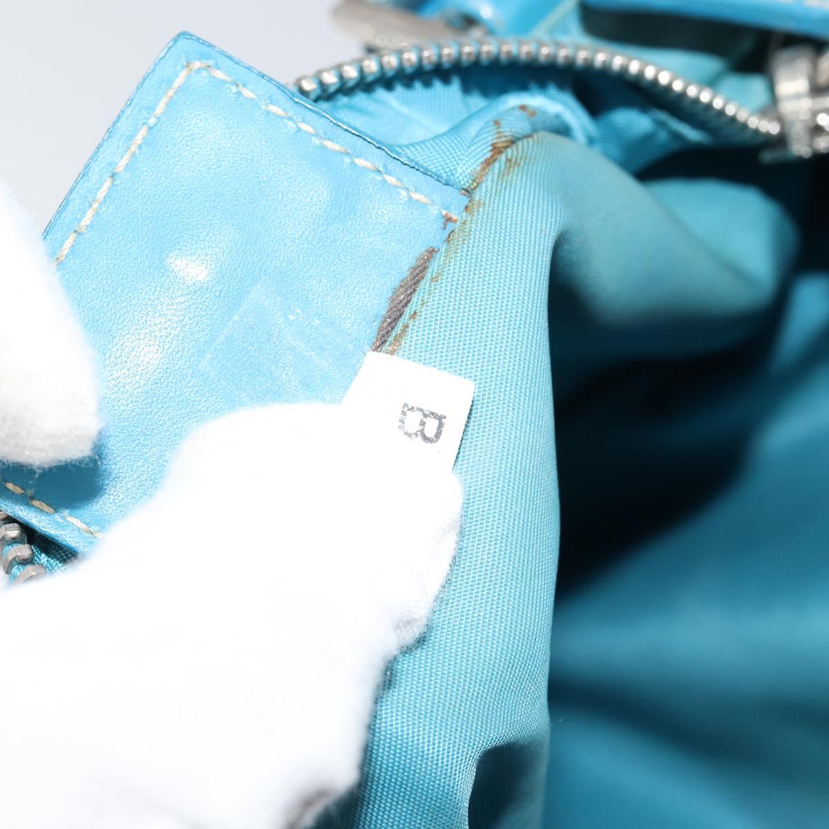 PRADA Shoulder Bag Nylon Light Blue Silver Auth 151024