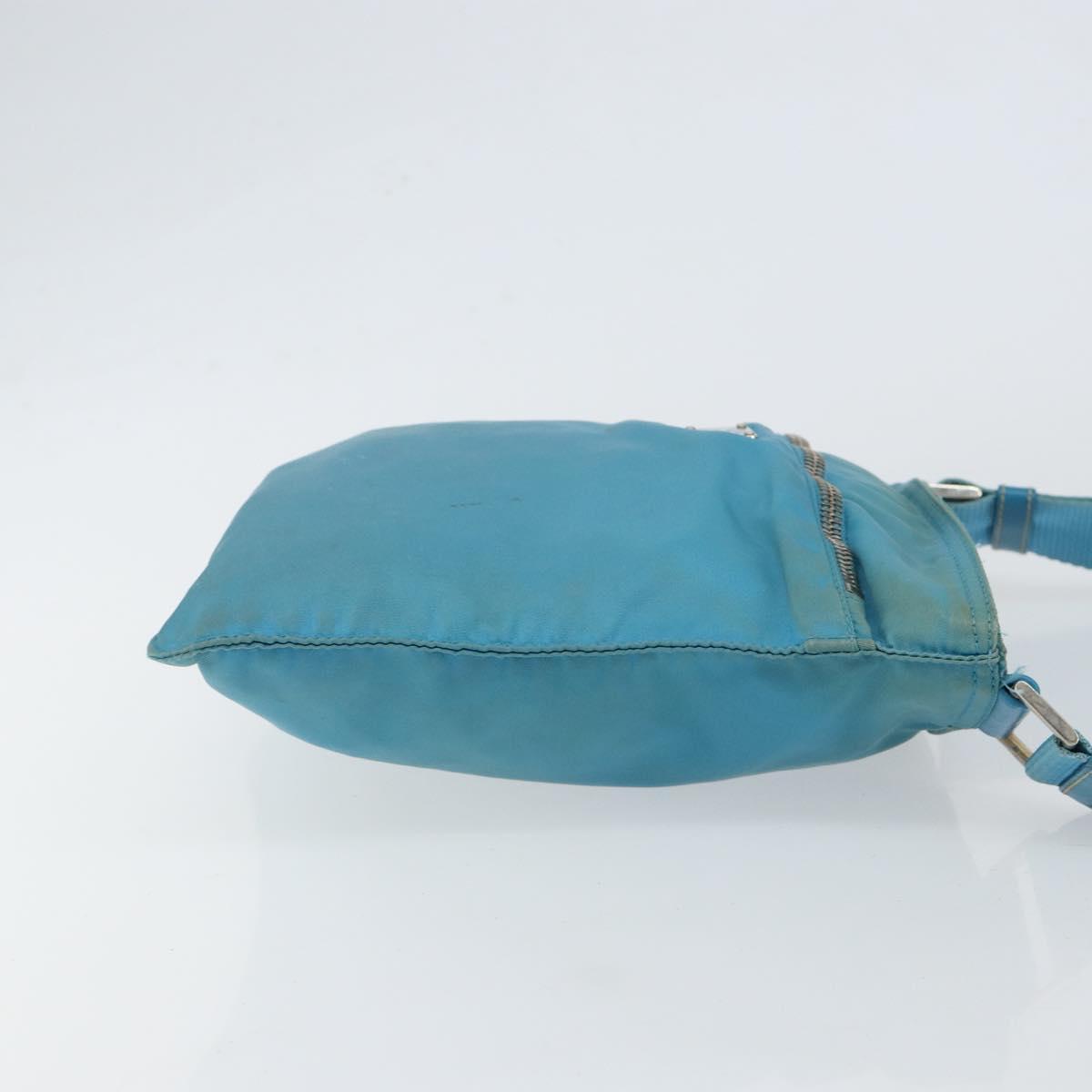 PRADA Shoulder Bag Nylon Light Blue Silver Auth 151024