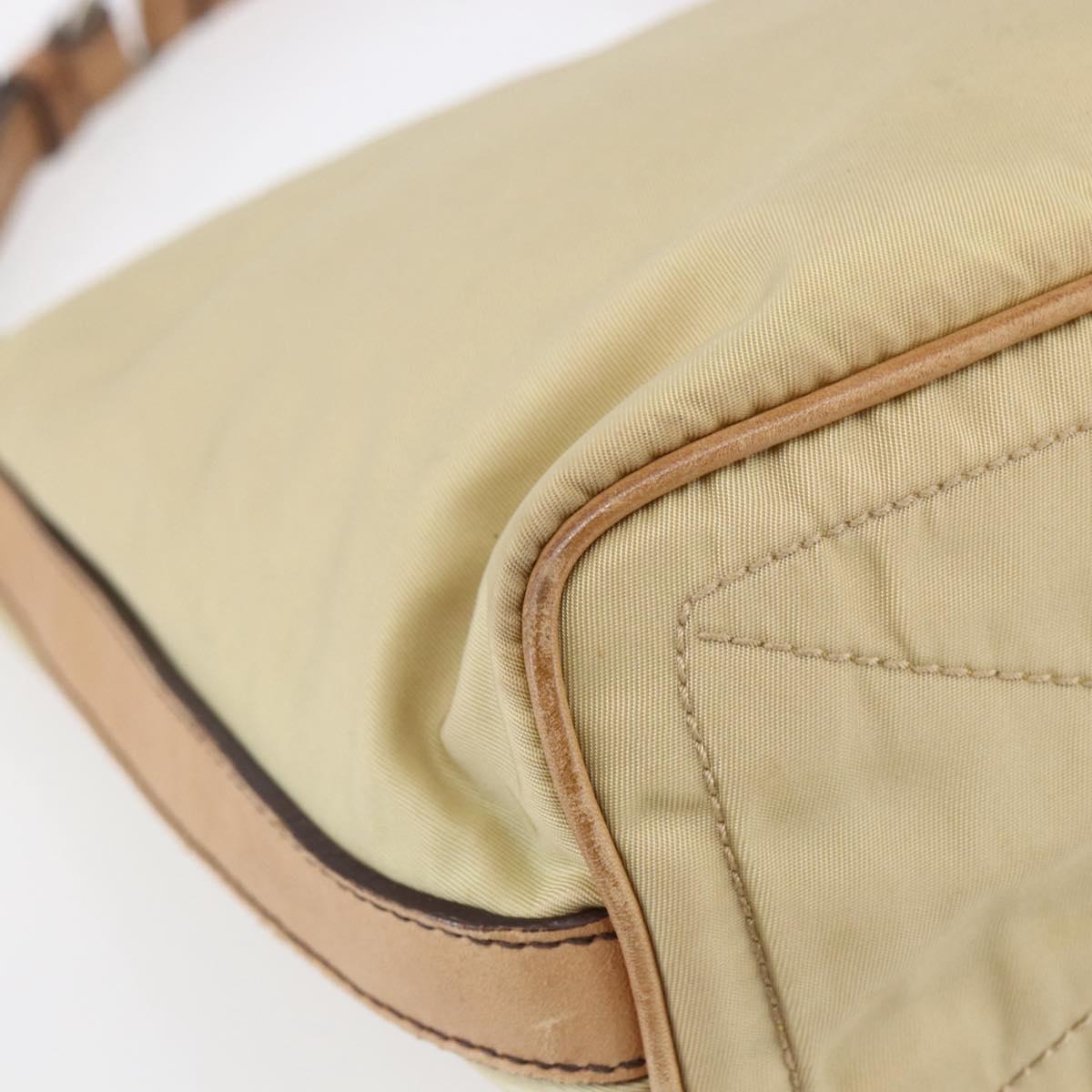 PRADA Shoulder Bag Nylon Beige Silver Auth 151025