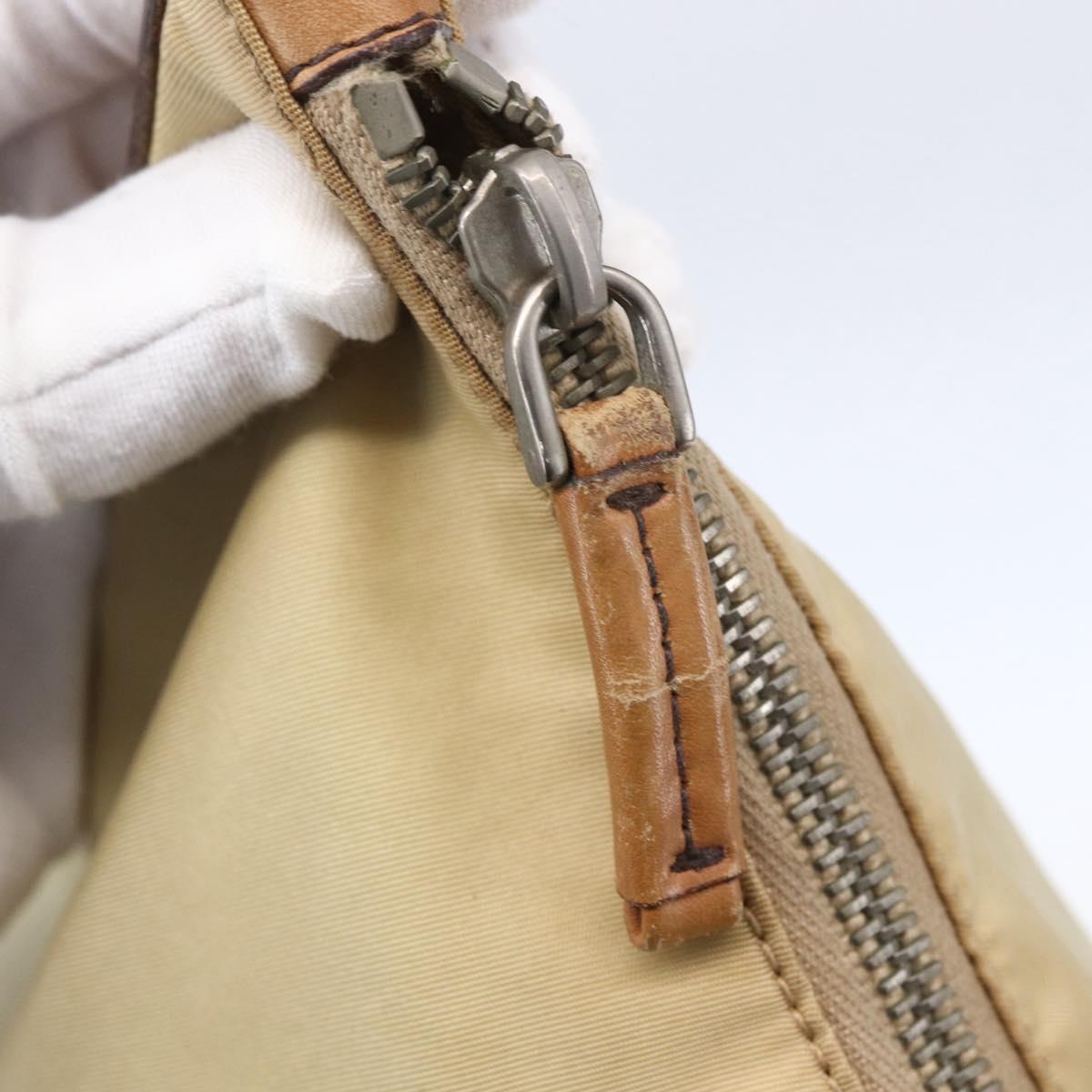 PRADA Shoulder Bag Nylon Beige Silver Auth 151025