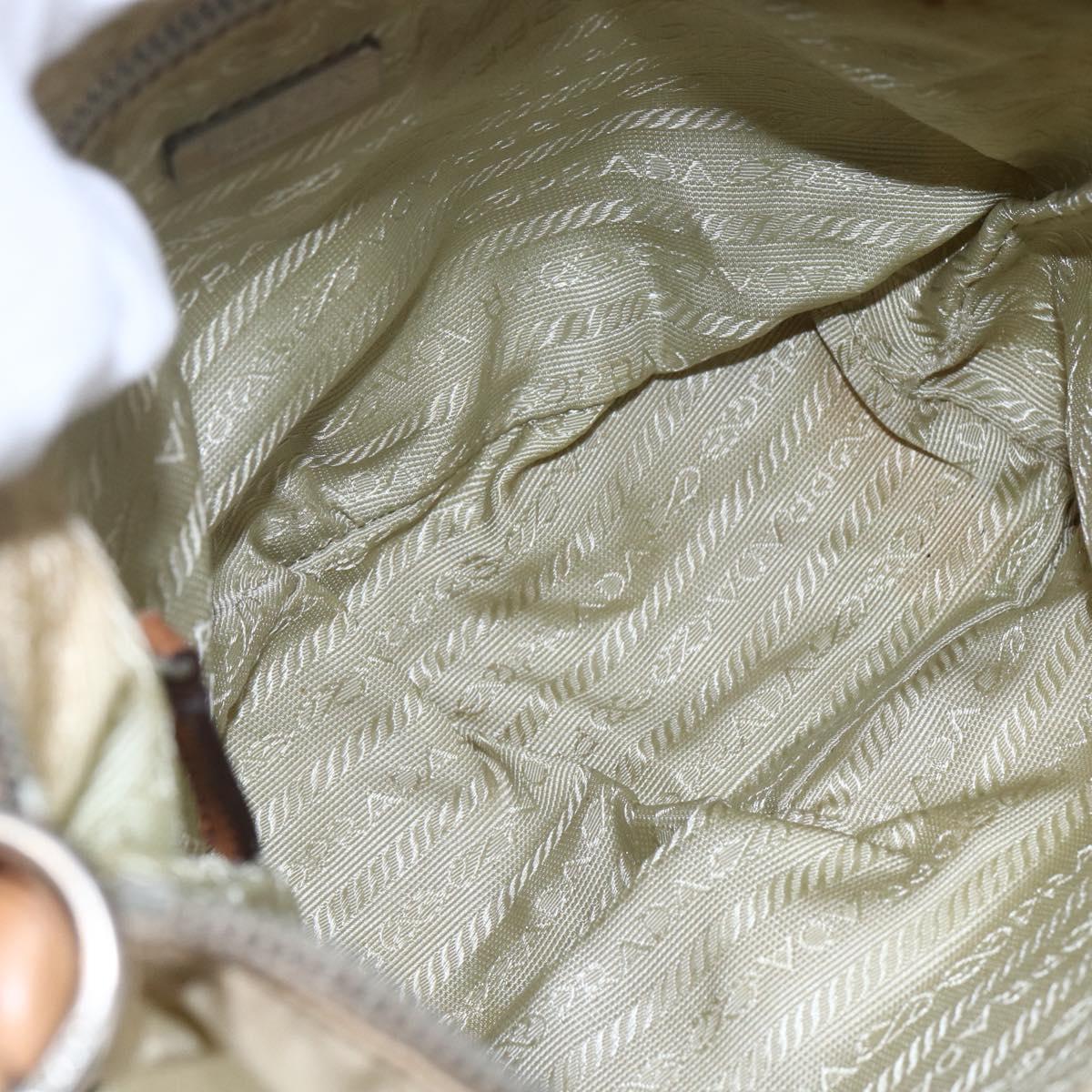 PRADA Shoulder Bag Nylon Beige Silver Auth 151025