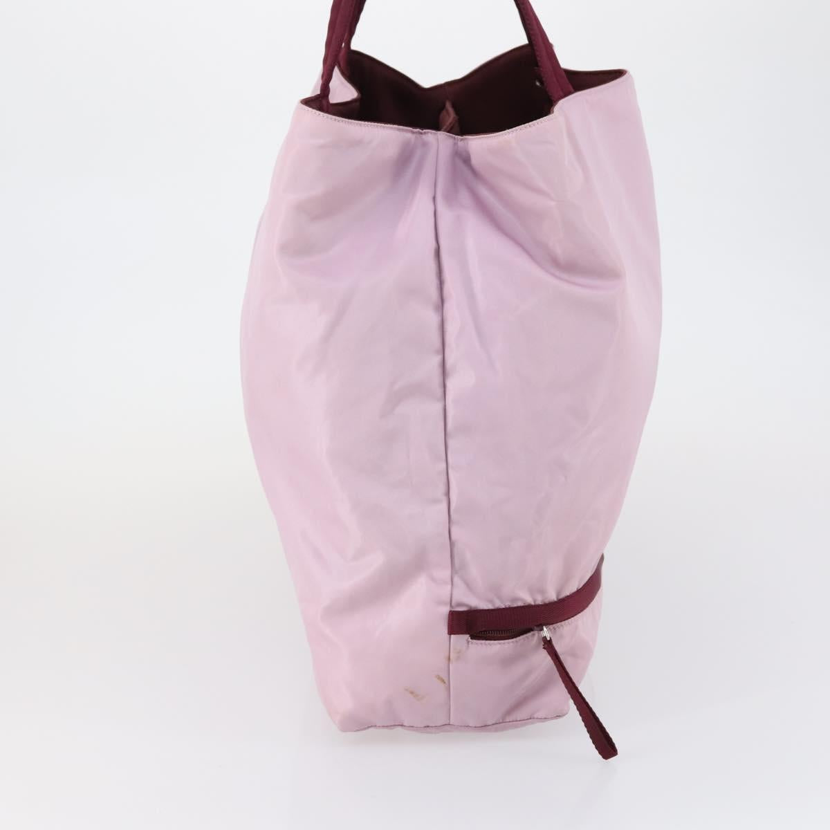 PRADA Tote Bag Nylon Pink Silver Auth 151026