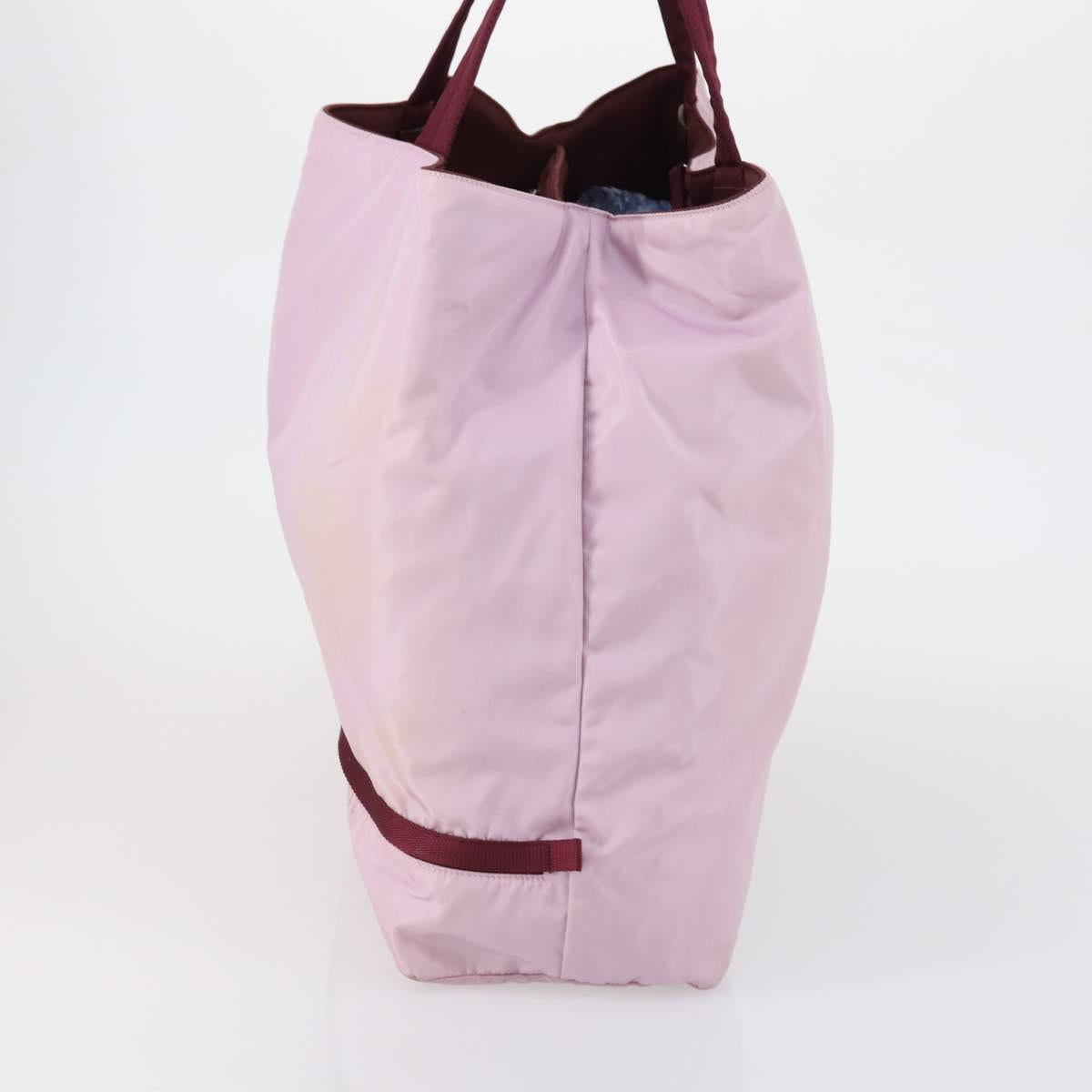 PRADA Tote Bag Nylon Pink Silver Auth 151026