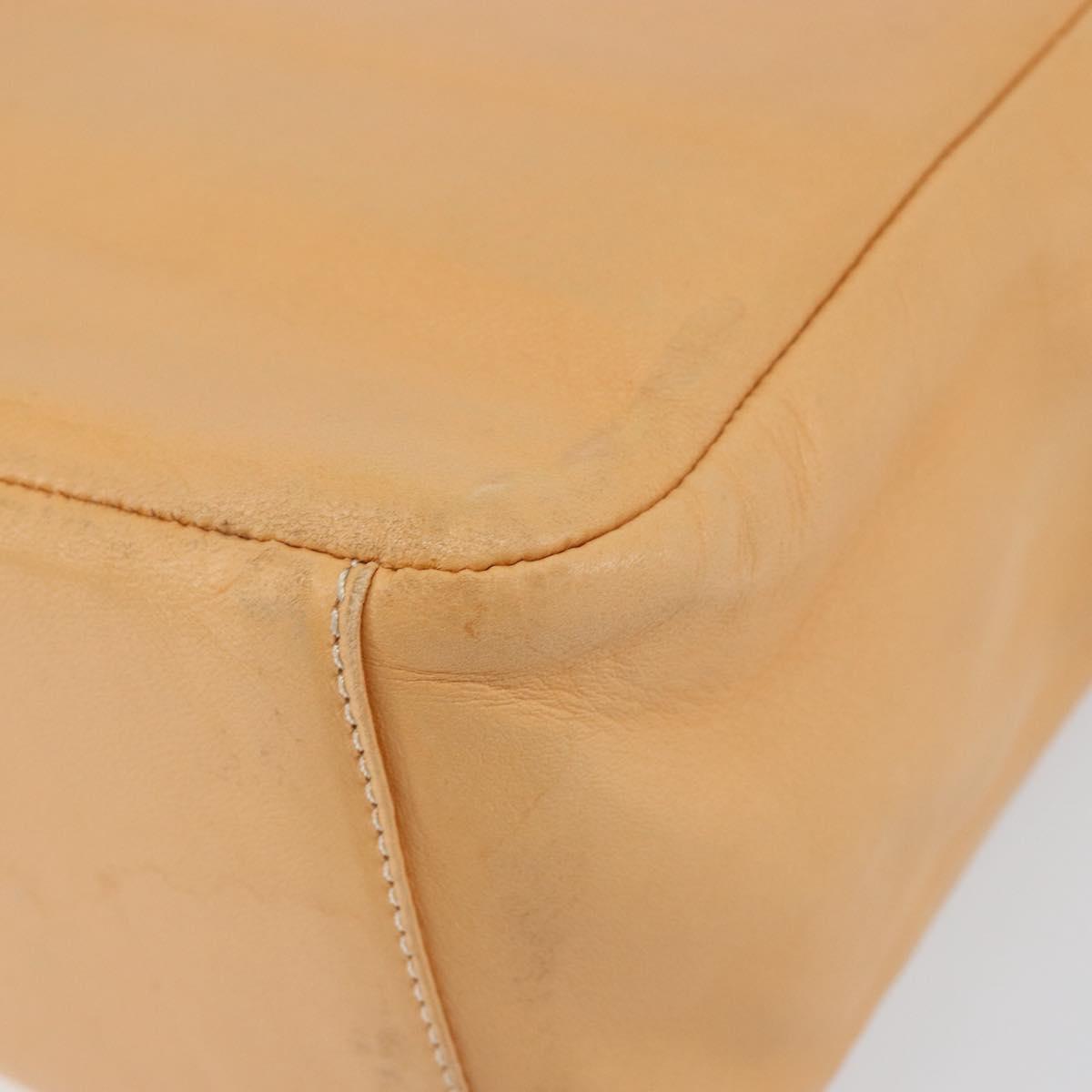 LOEWE Anagram Hand Bag Leather Beige Gold Auth 151027