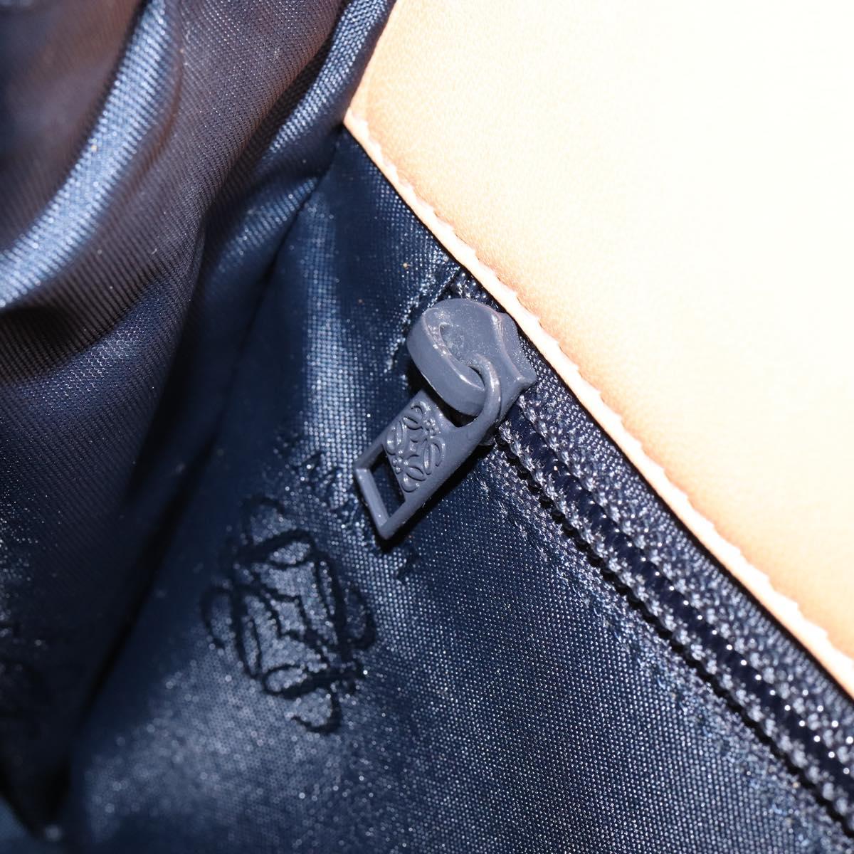 LOEWE Anagram Hand Bag Leather Beige Gold Auth 151027