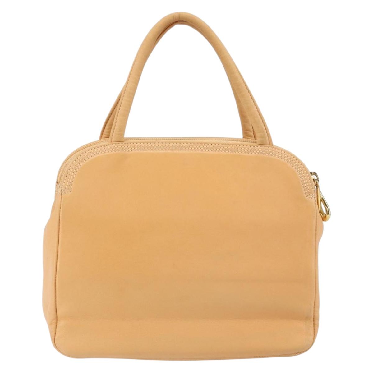 LOEWE Anagram Hand Bag Leather Beige Gold Auth 151027