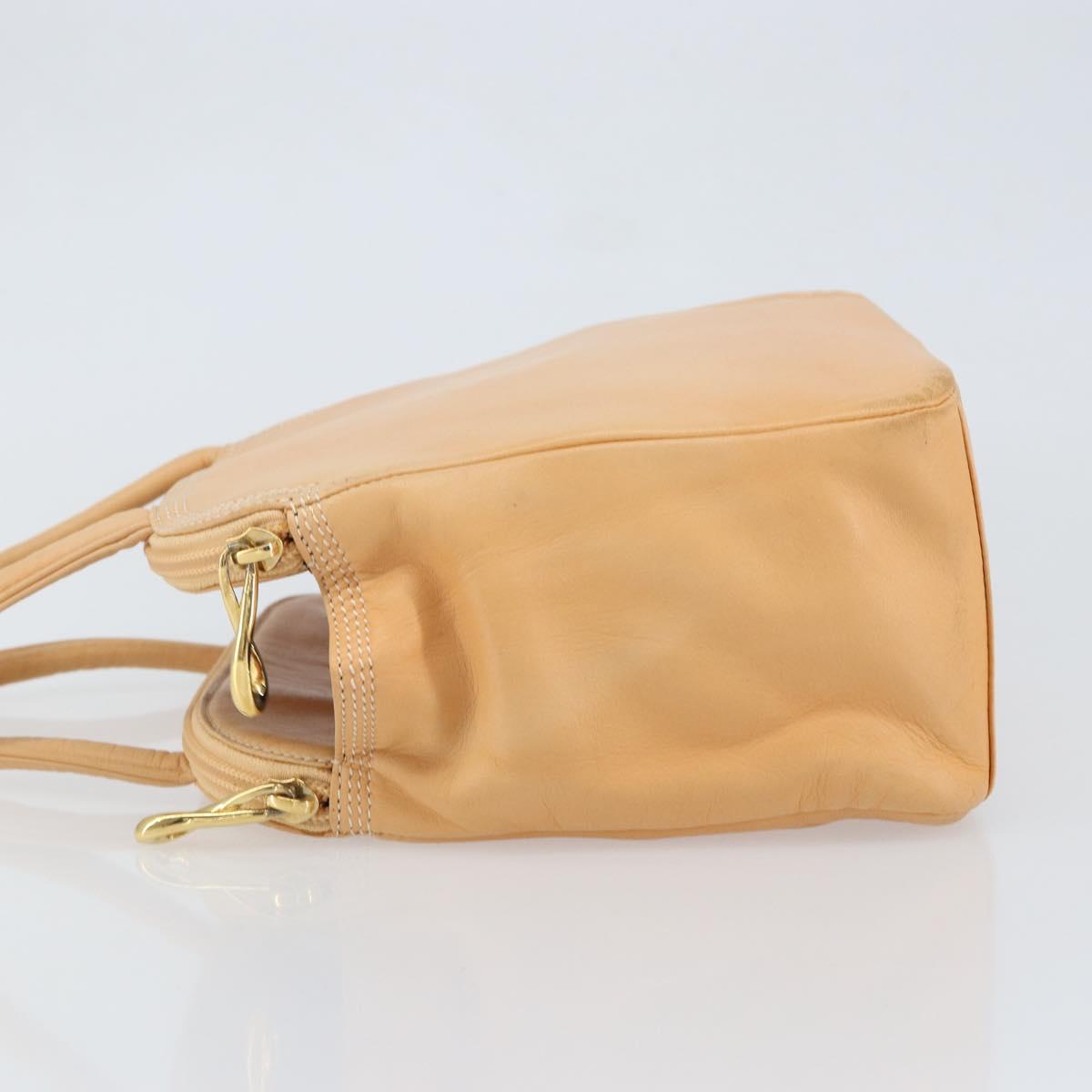 LOEWE Anagram Hand Bag Leather Beige Gold Auth 151027