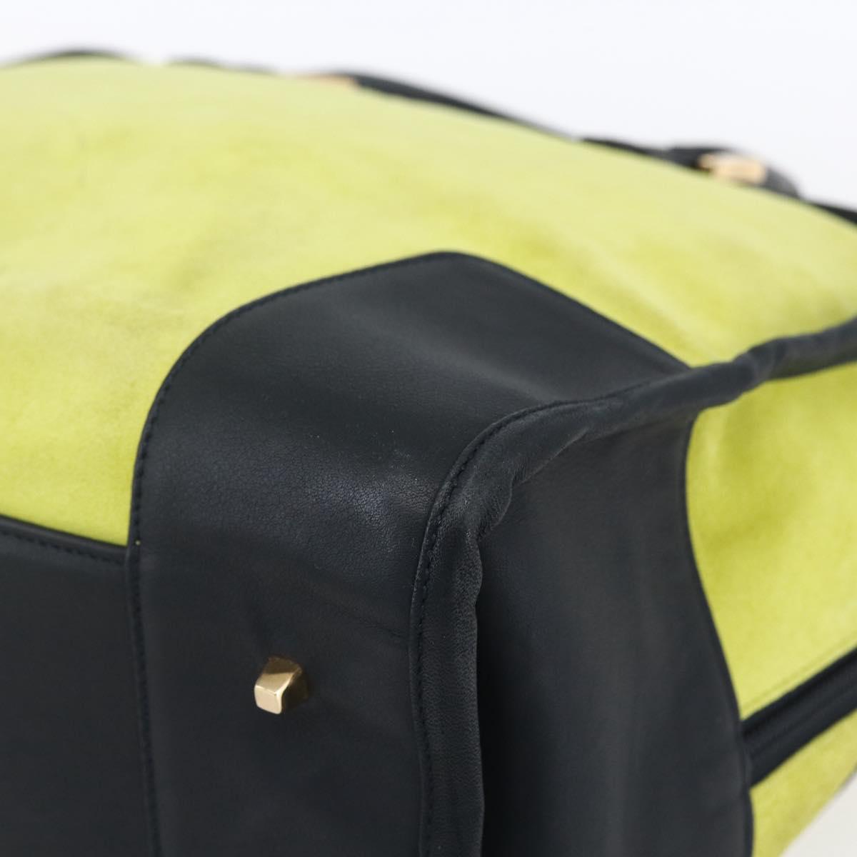 LOEWE Anagram Amazonas Hand Bag Suede Yellow Navy gold Auth 151028