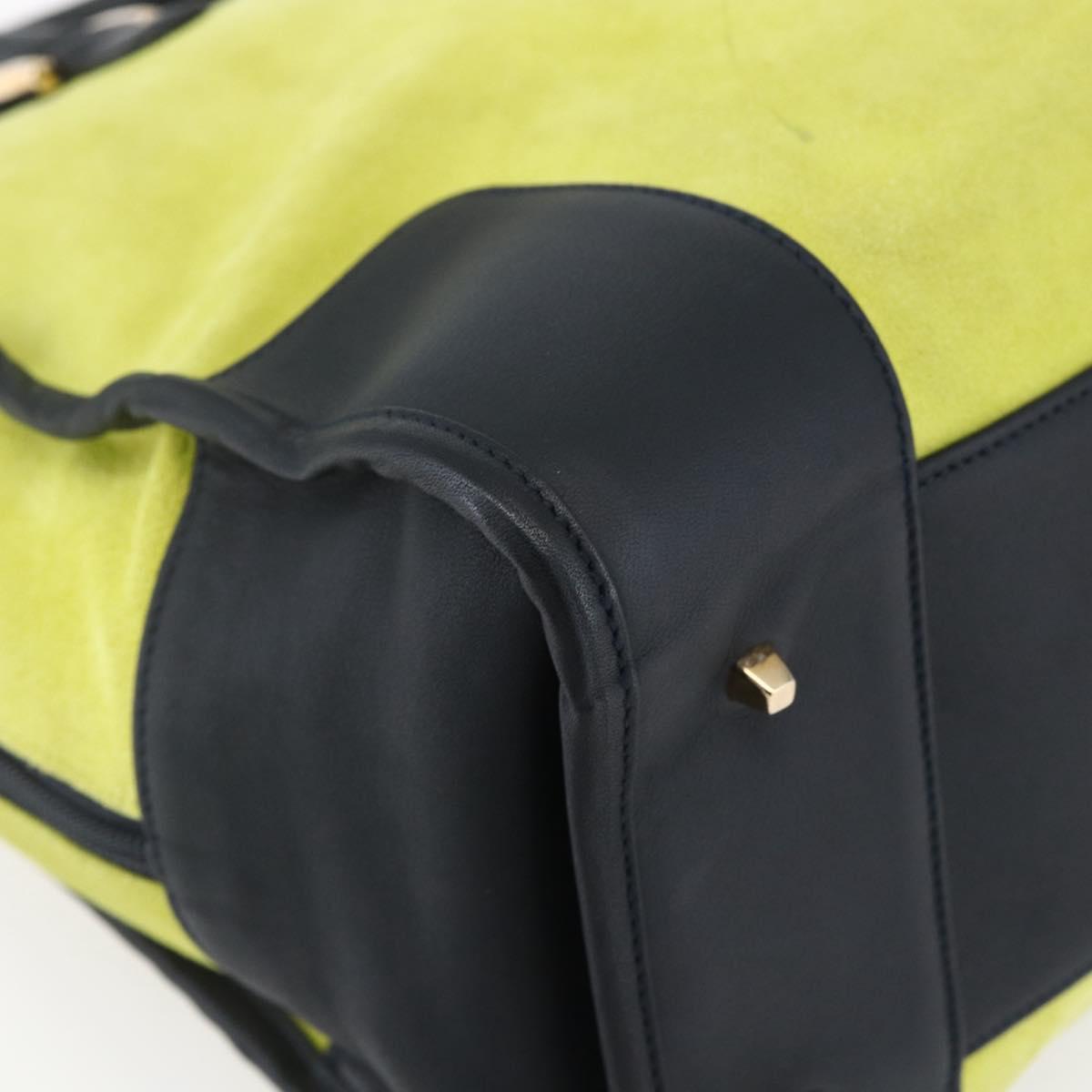 LOEWE Anagram Amazonas Hand Bag Suede Yellow Navy gold Auth 151028