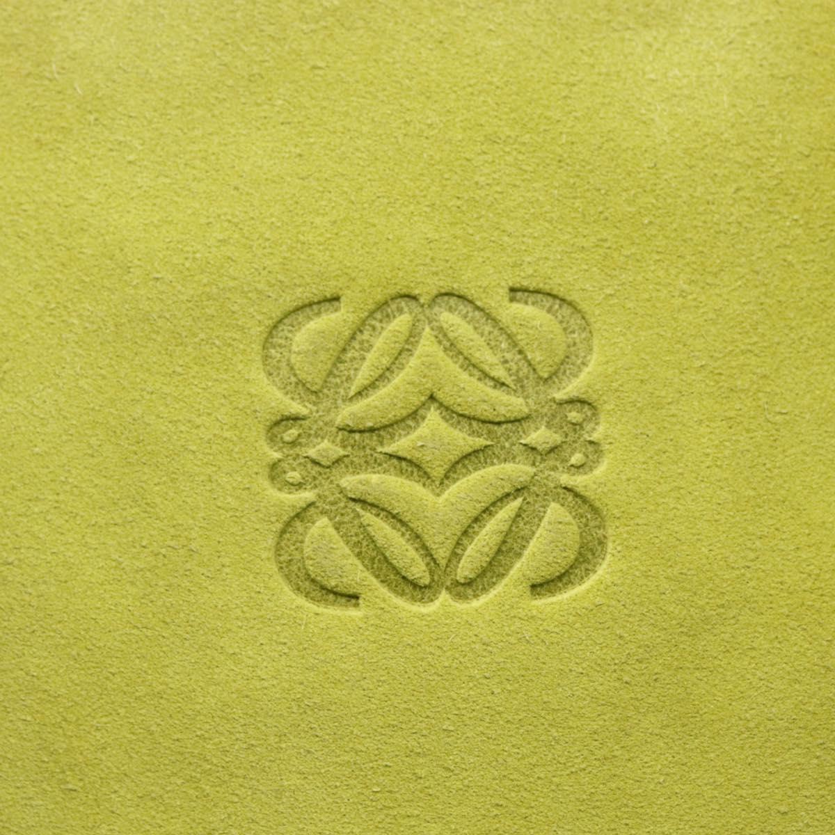 LOEWE Anagram Amazonas Hand Bag Suede Yellow Navy gold Auth 151028