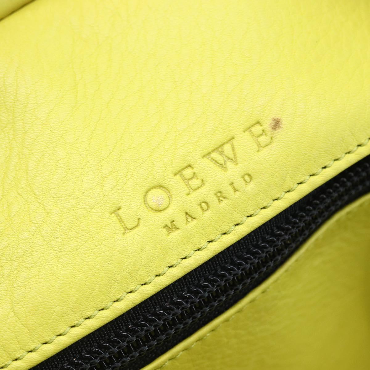 LOEWE Anagram Amazonas Hand Bag Suede Yellow Navy gold Auth 151028