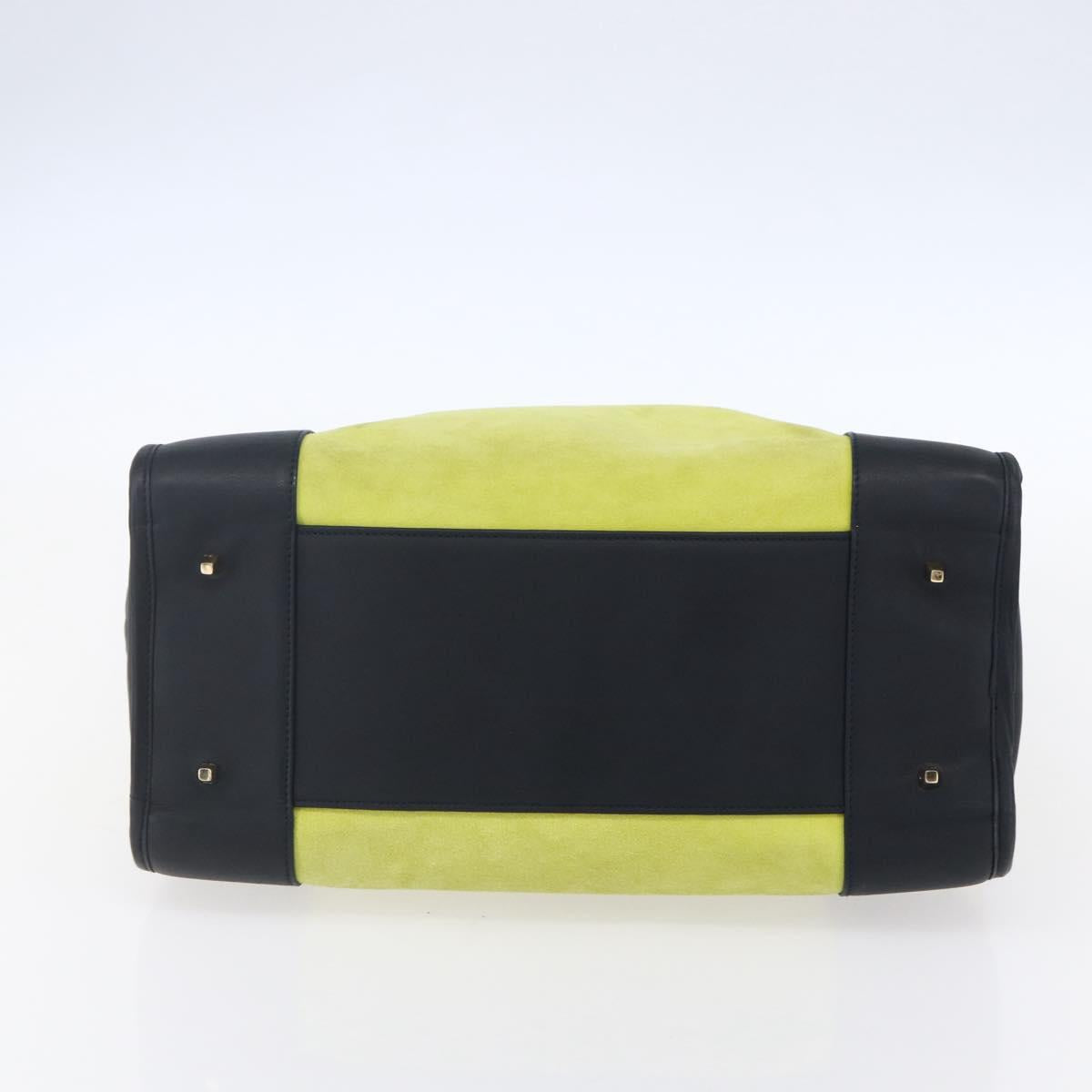 LOEWE Anagram Amazonas Hand Bag Suede Yellow Navy gold Auth 151028