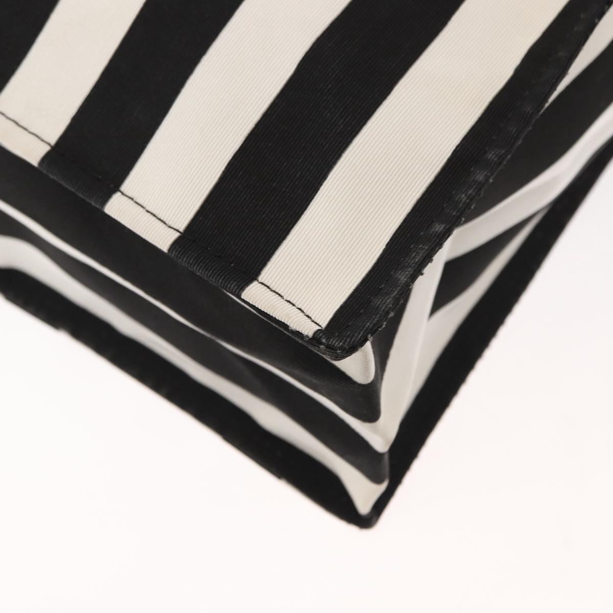 VALENTINO Chain Tote Bag Canvas Black White Auth 151029