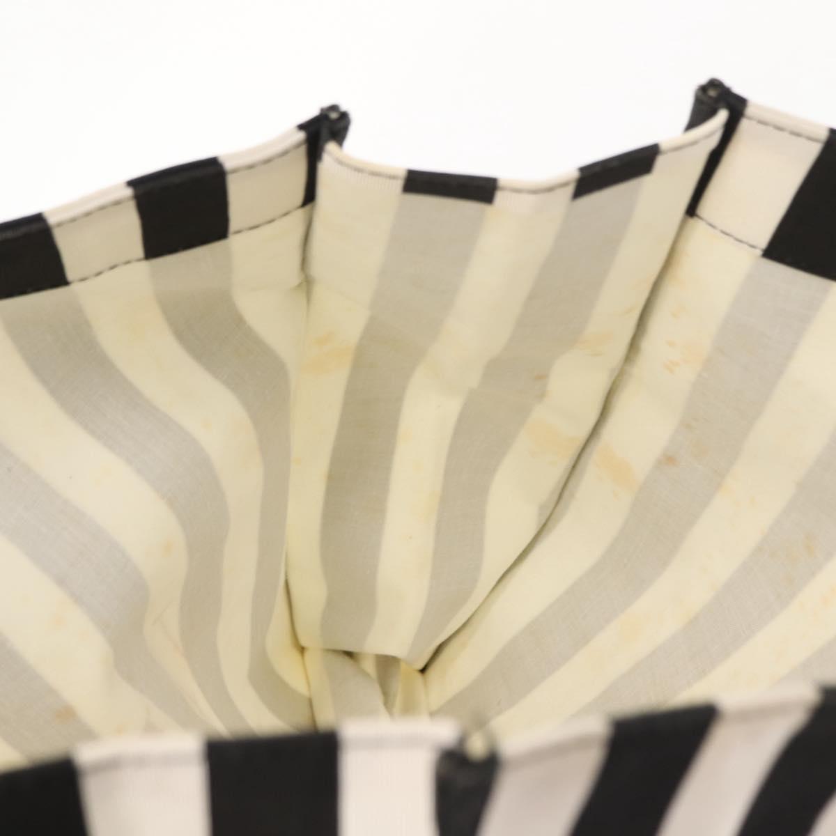 VALENTINO Chain Tote Bag Canvas Black White Auth 151029