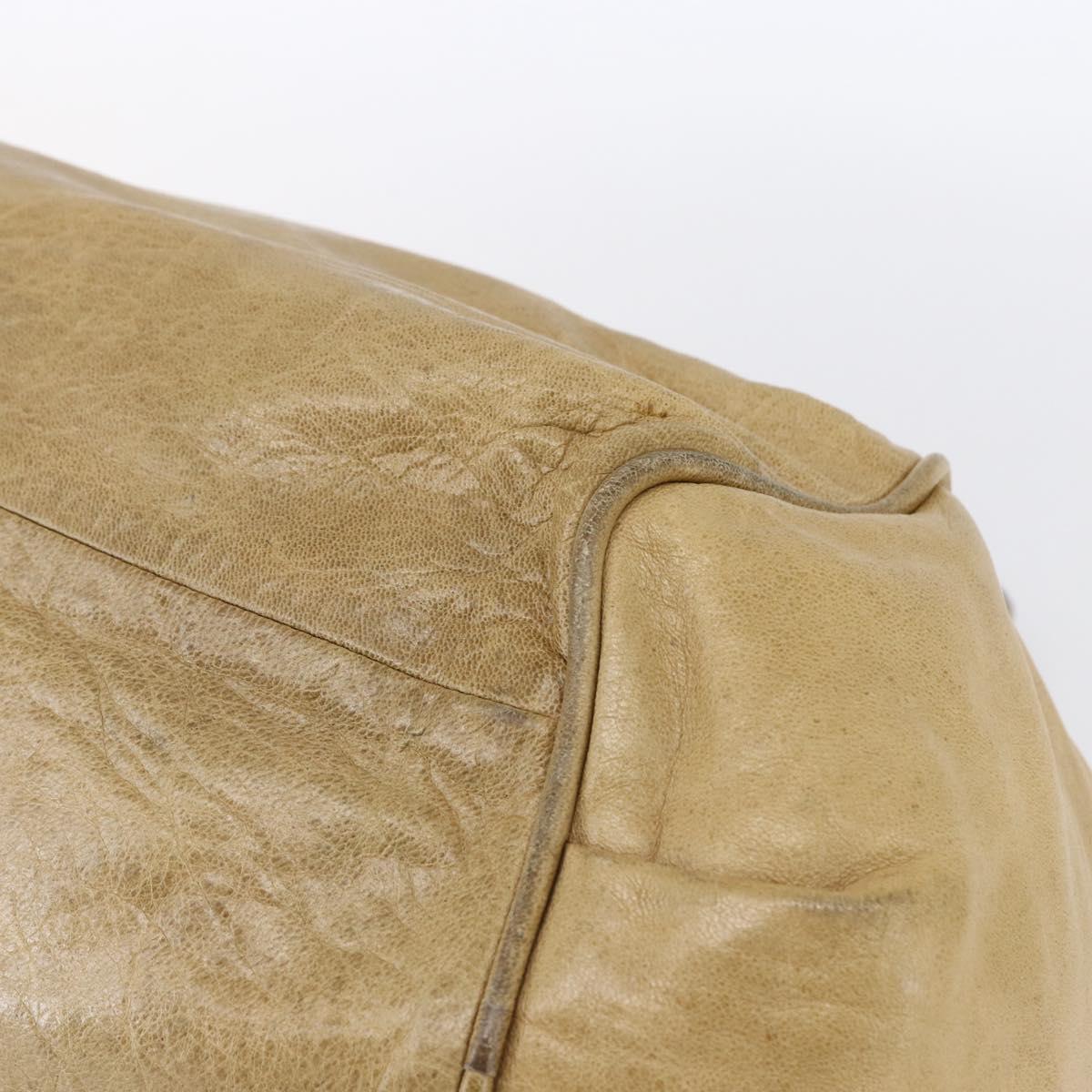 Chloe Etel Hand Bag Leather Beige Gold Auth 151030