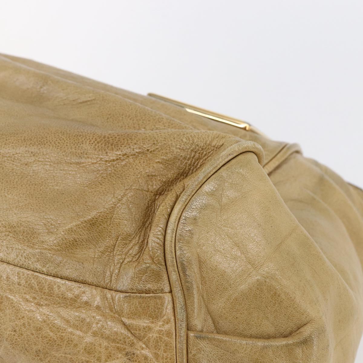 Chloe Etel Hand Bag Leather Beige Gold Auth 151030