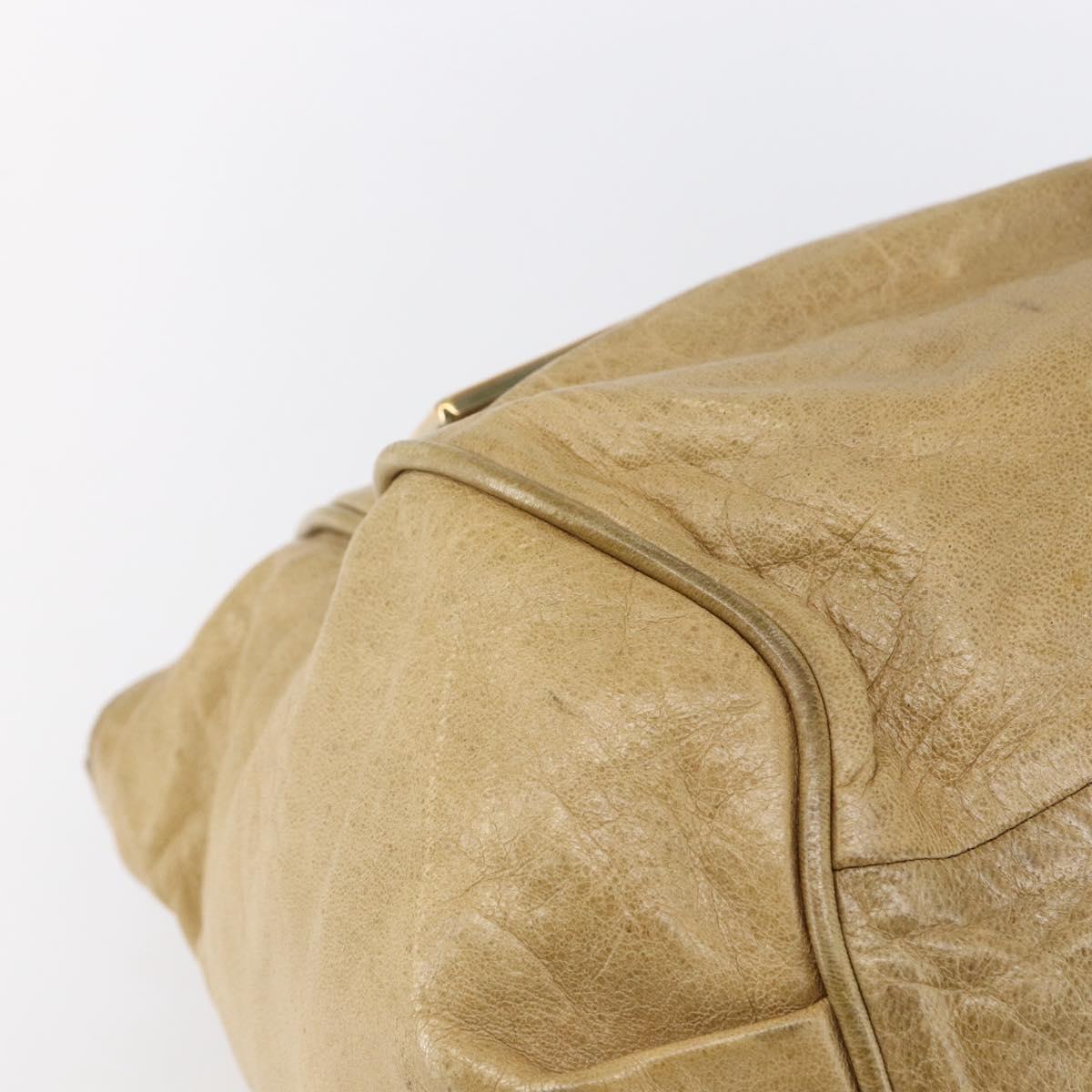 Chloe Etel Hand Bag Leather Beige Gold Auth 151030