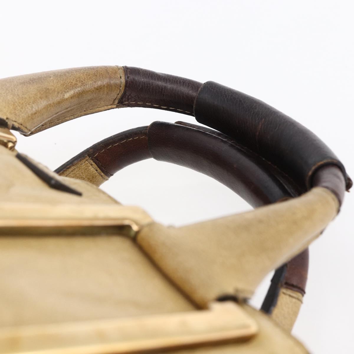 Chloe Etel Hand Bag Leather Beige Gold Auth 151030