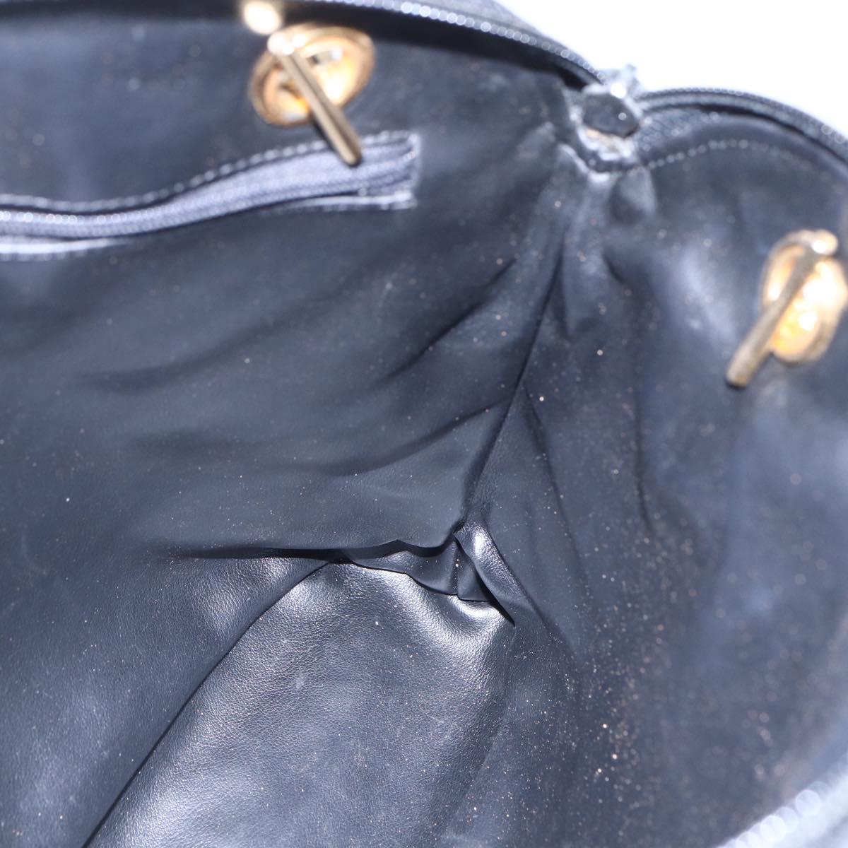 BALLY Quilted Chain Shoulder Bag Leather Black Gold Auth 151032