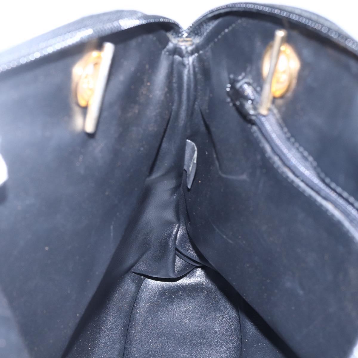 BALLY Quilted Chain Shoulder Bag Leather Black Gold Auth 151032