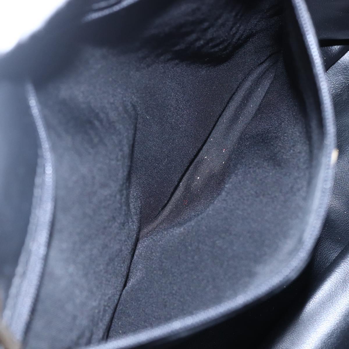 BALLY Quilted Chain Shoulder Bag Leather Black Gold Auth 151032