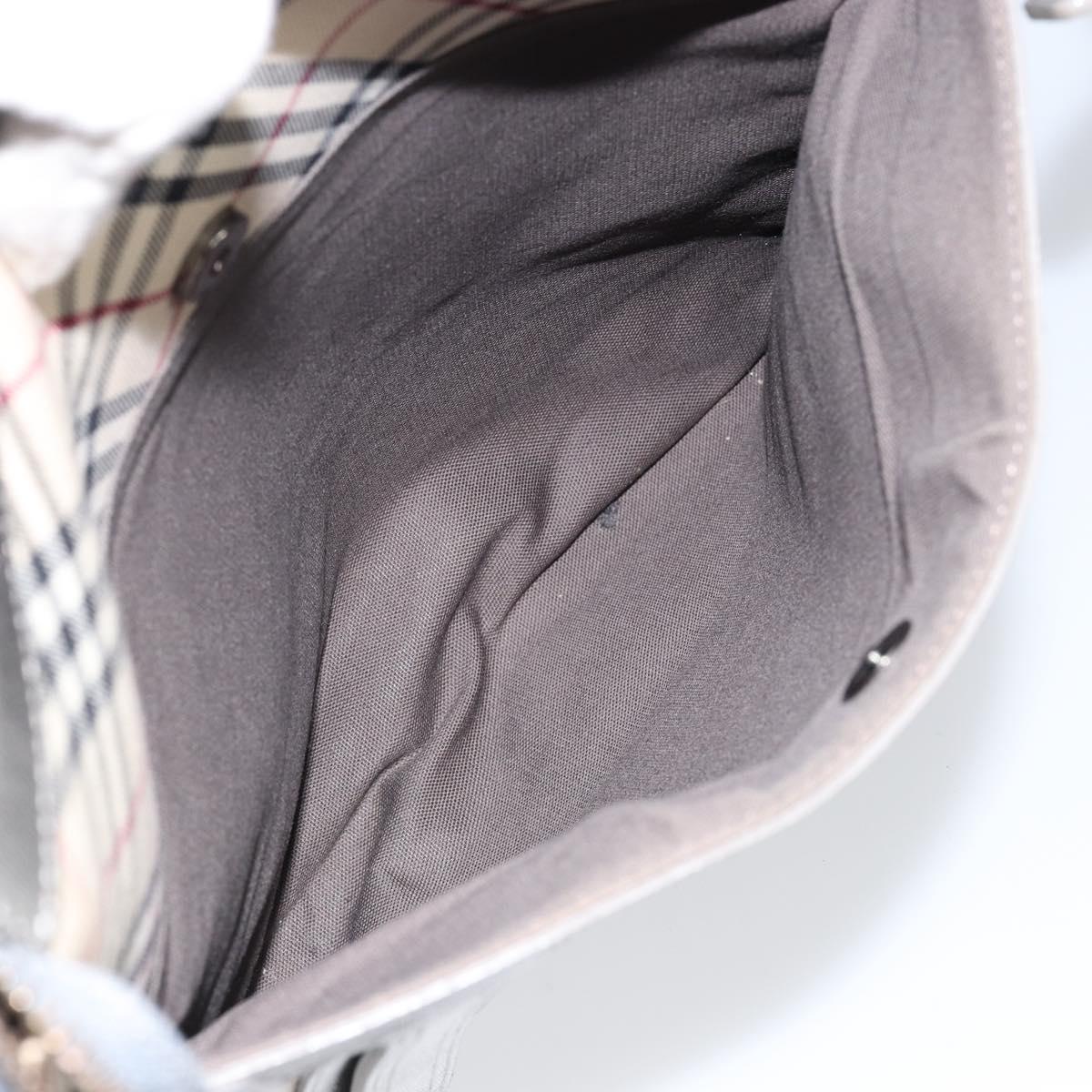 BURBERRY Nova Check Shoulder Bag Canvas Leather Beige Silver Auth 151035