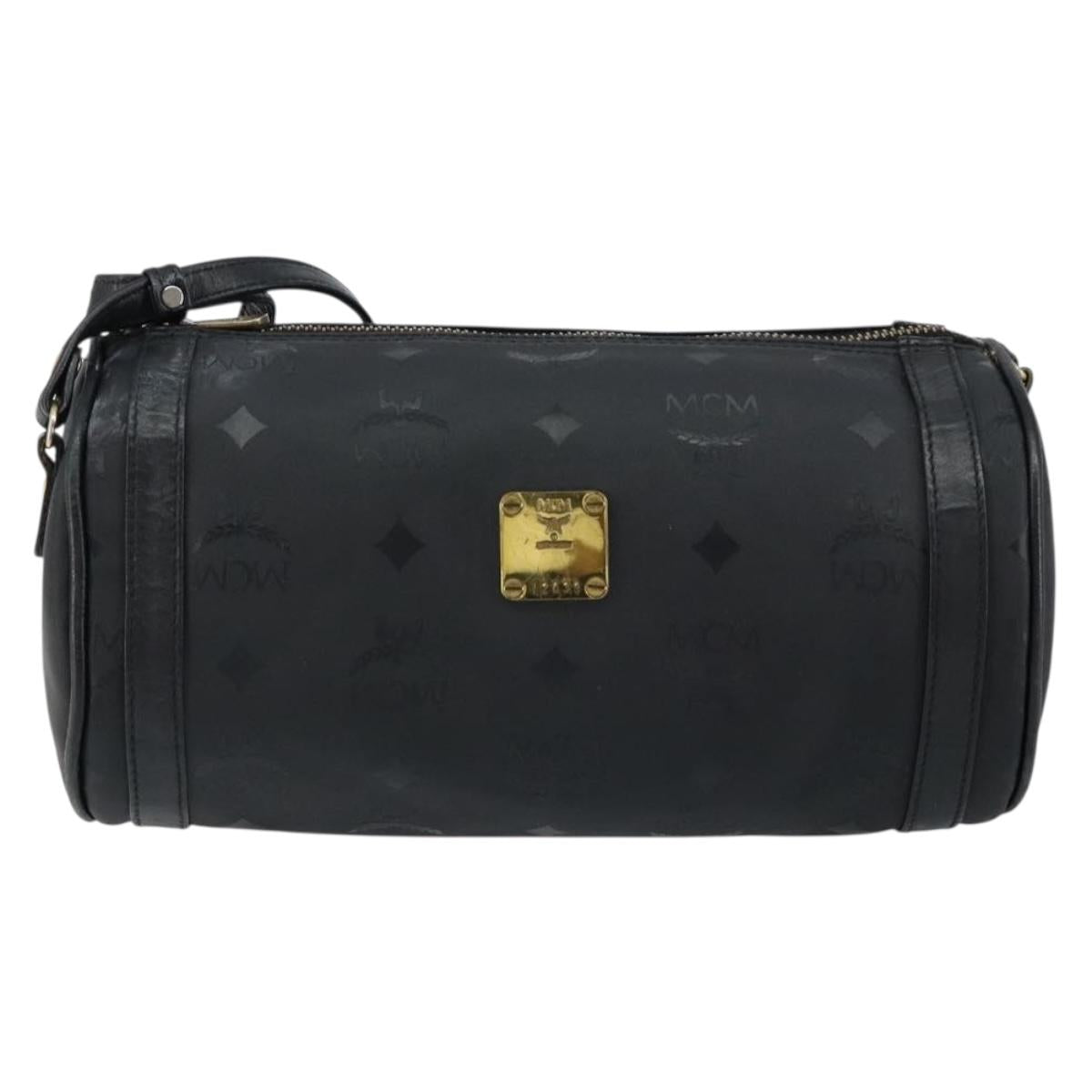 MCM Vicetos Logogram Shoulder Bag PVC Black Gold Auth 151037