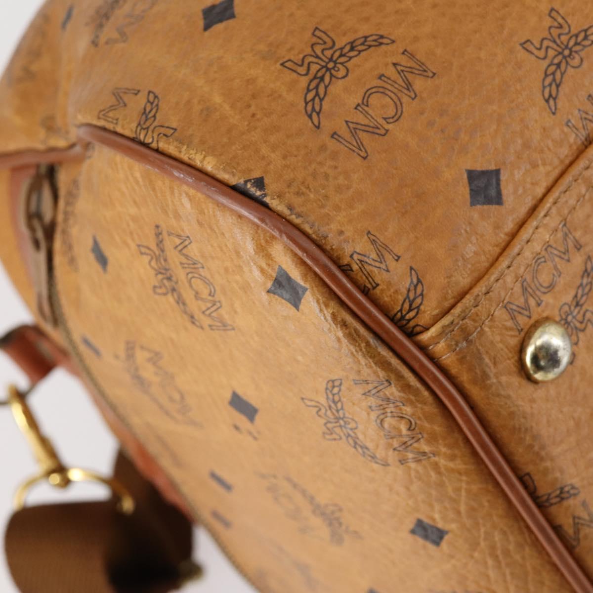 MCM Logogram Vicetos Boston Bag PVC Leather 2way Brown Gold Auth 151039