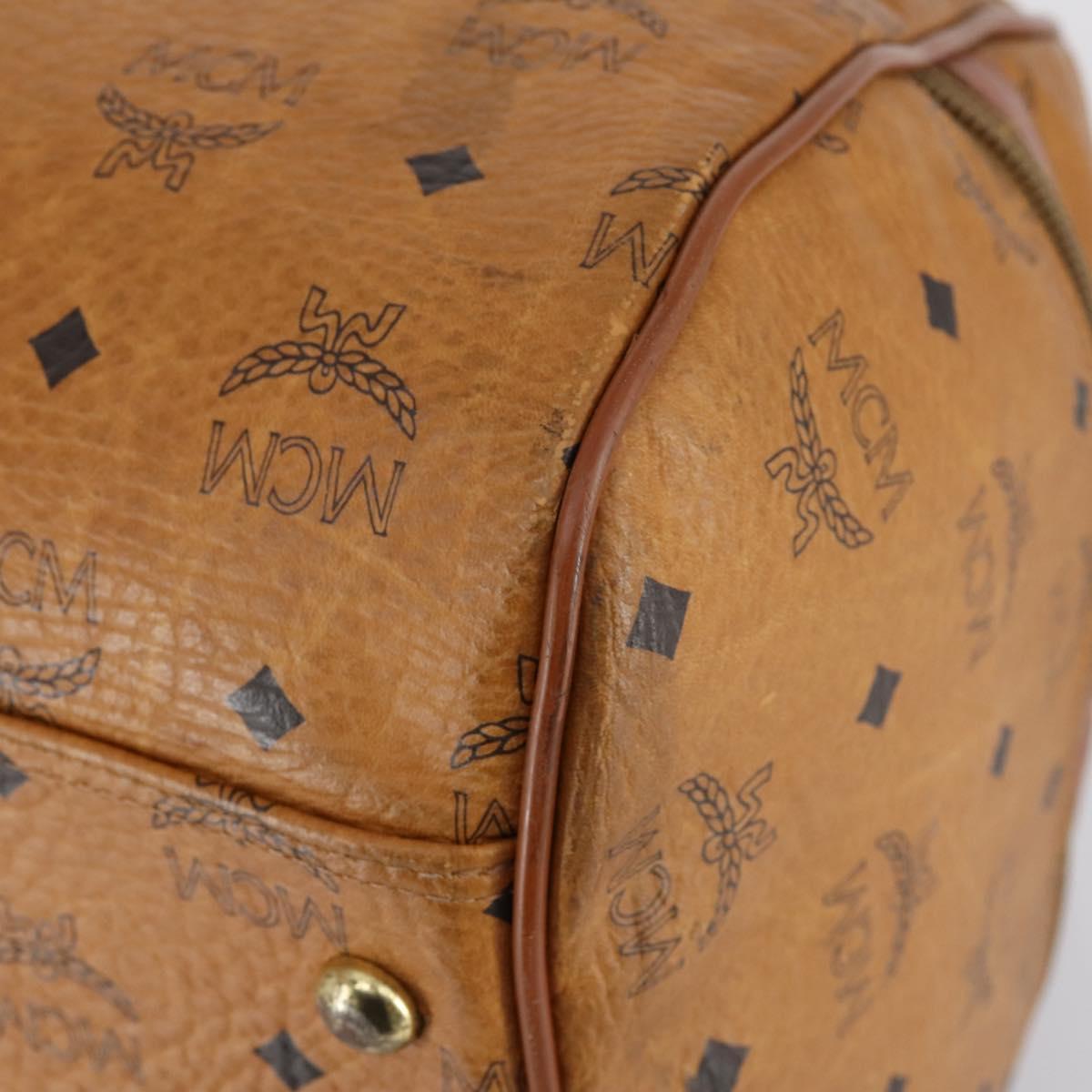 MCM Logogram Vicetos Boston Bag PVC Leather 2way Brown Gold Auth 151039