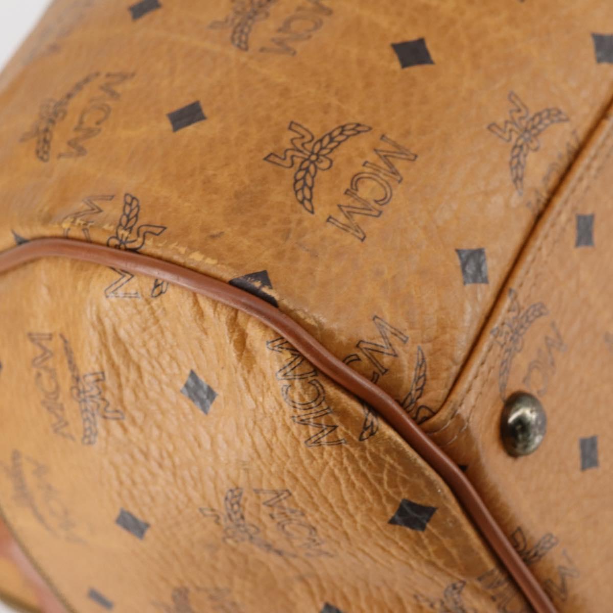 MCM Logogram Vicetos Boston Bag PVC Leather 2way Brown Gold Auth 151039