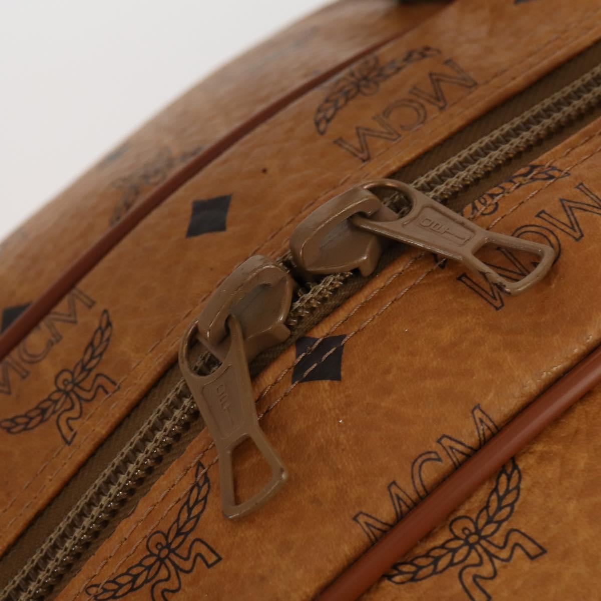 MCM Logogram Vicetos Boston Bag PVC Leather 2way Brown Gold Auth 151039